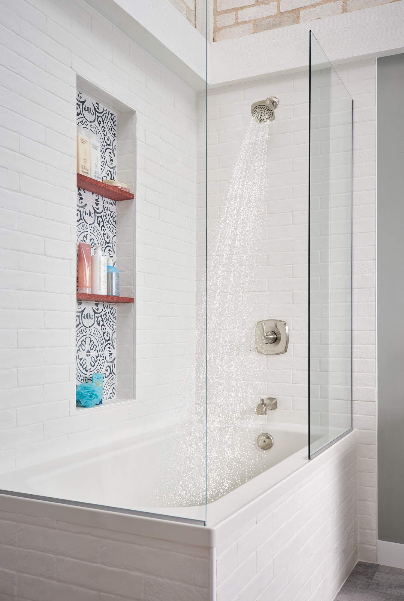 Peerless PTT14435-BN Parkwood Tub Shower Trim Kit in Brushed Nickel - Complete Bathroom Faucet Set for Shower and Bathtub, Perfect for Modern Home Renovations and Bathroom Upgrades