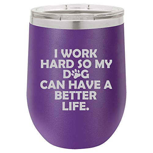 12 oz Double Wall Vacuum Insulated Stainless Steel Wine Tumbler - Stemless Coffee Travel Mug with Lid - Leakproof & Sweatproof - Perfect for Office, Commuting & Outdoor Activities (Purple)