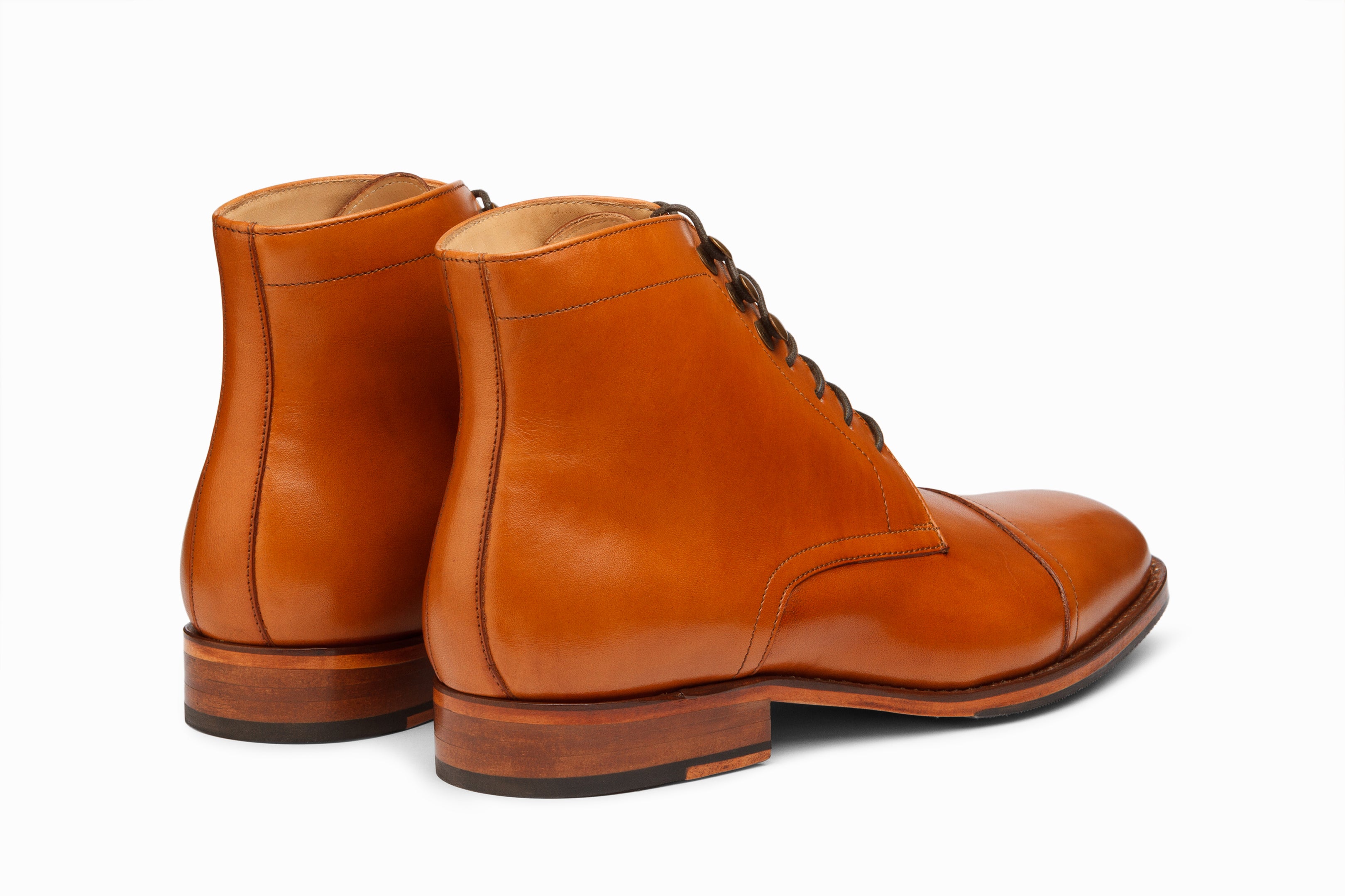 Men's Tan Leather Toecap Derby Boots - Classic Casual & Formal Dress Shoes for Work, Office & Outdoor Wear