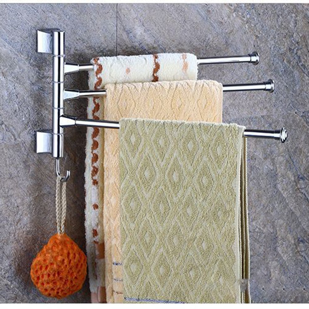 Stainless Steel Wall Mounted Towel Holder - Bathroom Towel Rack with Shelf for Bath & Kitchen - Perfect for Hand Towels, Washcloths, and Sponges