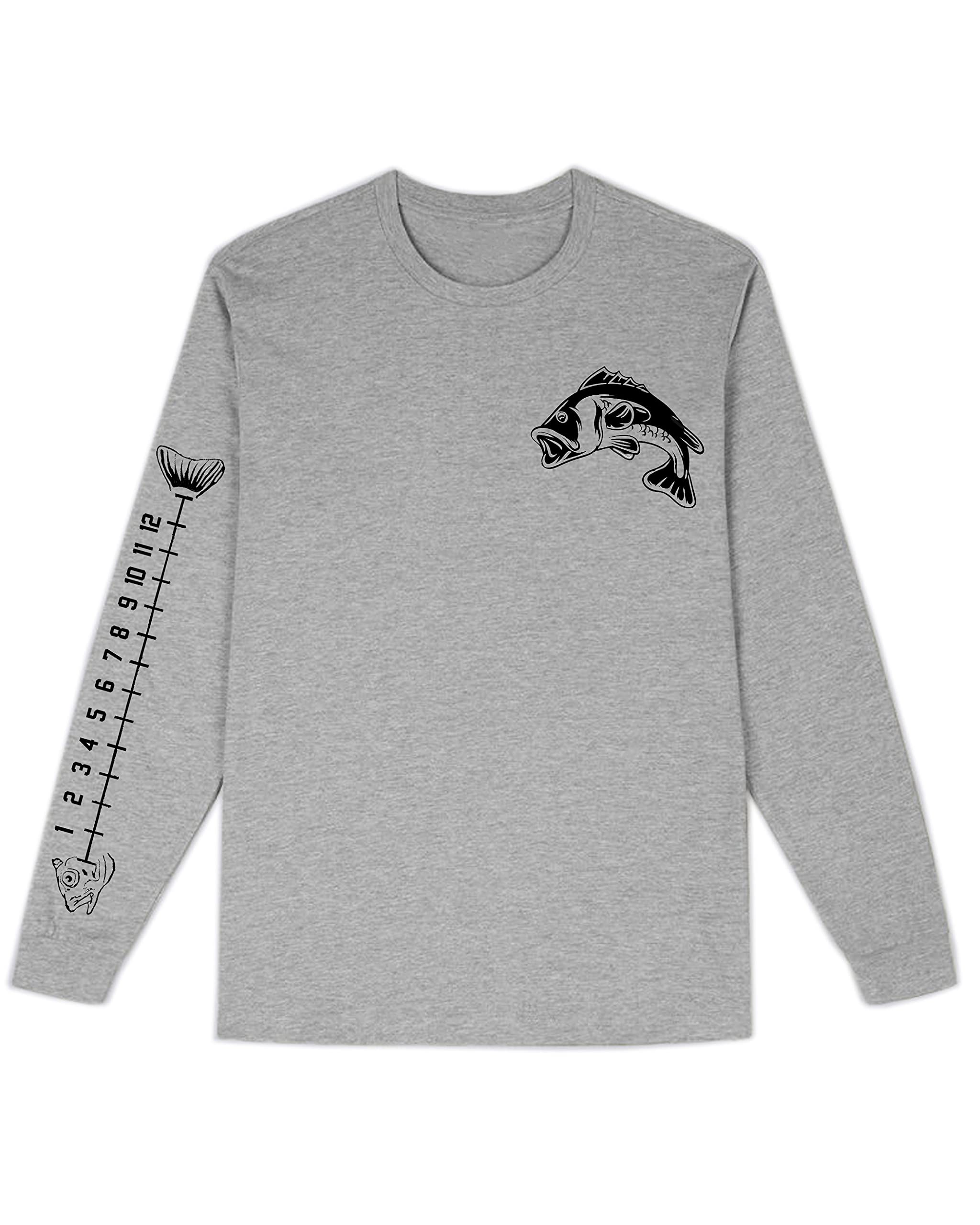 Men's & Women's Fishing Shirt with Built-in Ruler - Long Sleeve UV Protection T-Shirt (Medium, Grey) - Perfect for Outdoor Fishing, Hiking & Camping