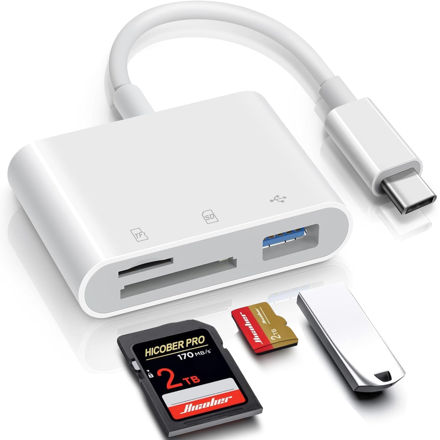 ukiism 3-in-1 USB C SD Card Reader - USB 3.0 OTG Adapter Compatible with iPhone 15, iPad, MacBook, Windows Laptops & Android Phones - Transfer Photos/Videos from SD/Micro SD Cards to Type-C Devices - Perfect for Travel, Photography & Data Backup