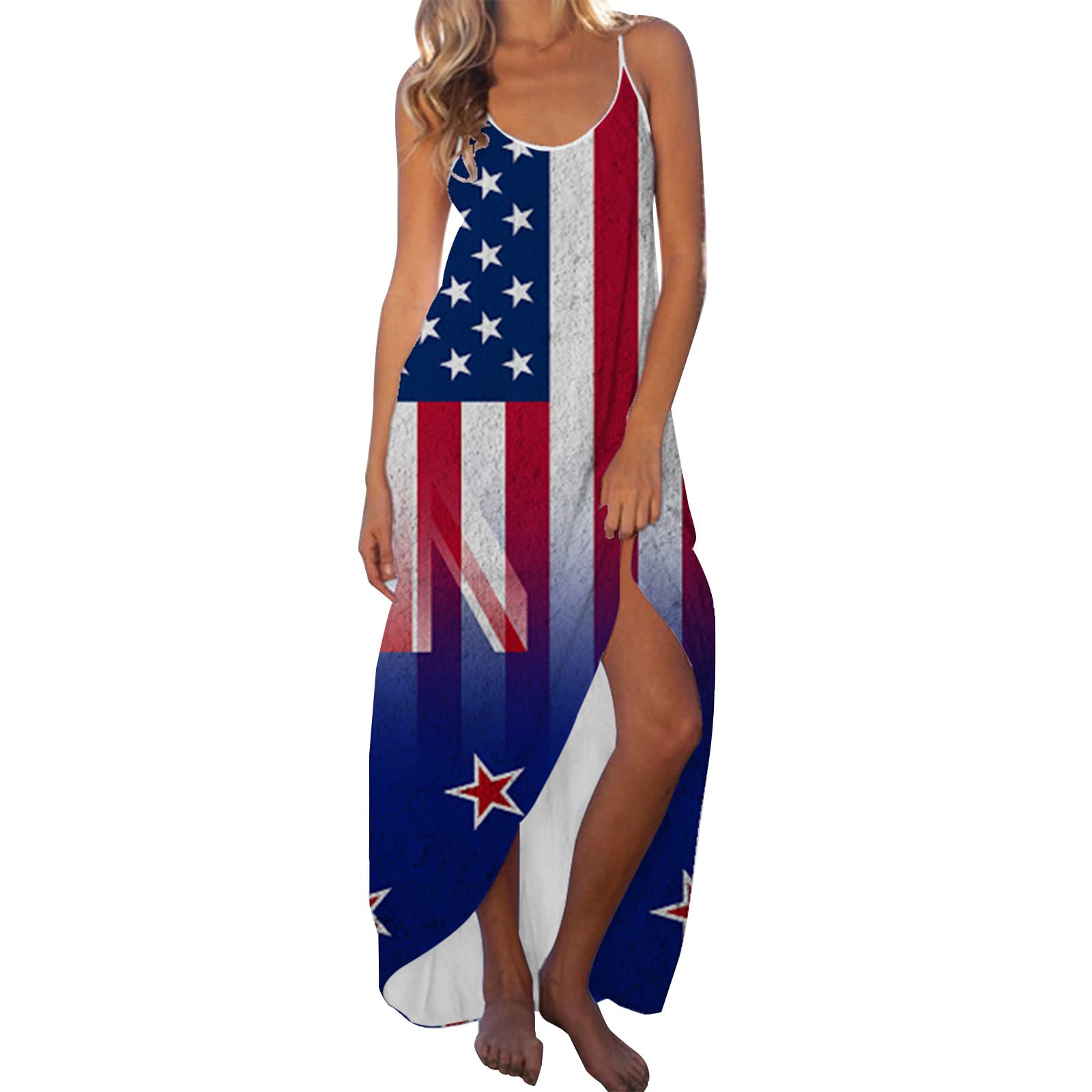 MIYUE Women's Summer Casual Sleeveless Strappy Printed Dress - Beach Vacation, Party & Everyday Wear 2022 Collection | SCAI146KST