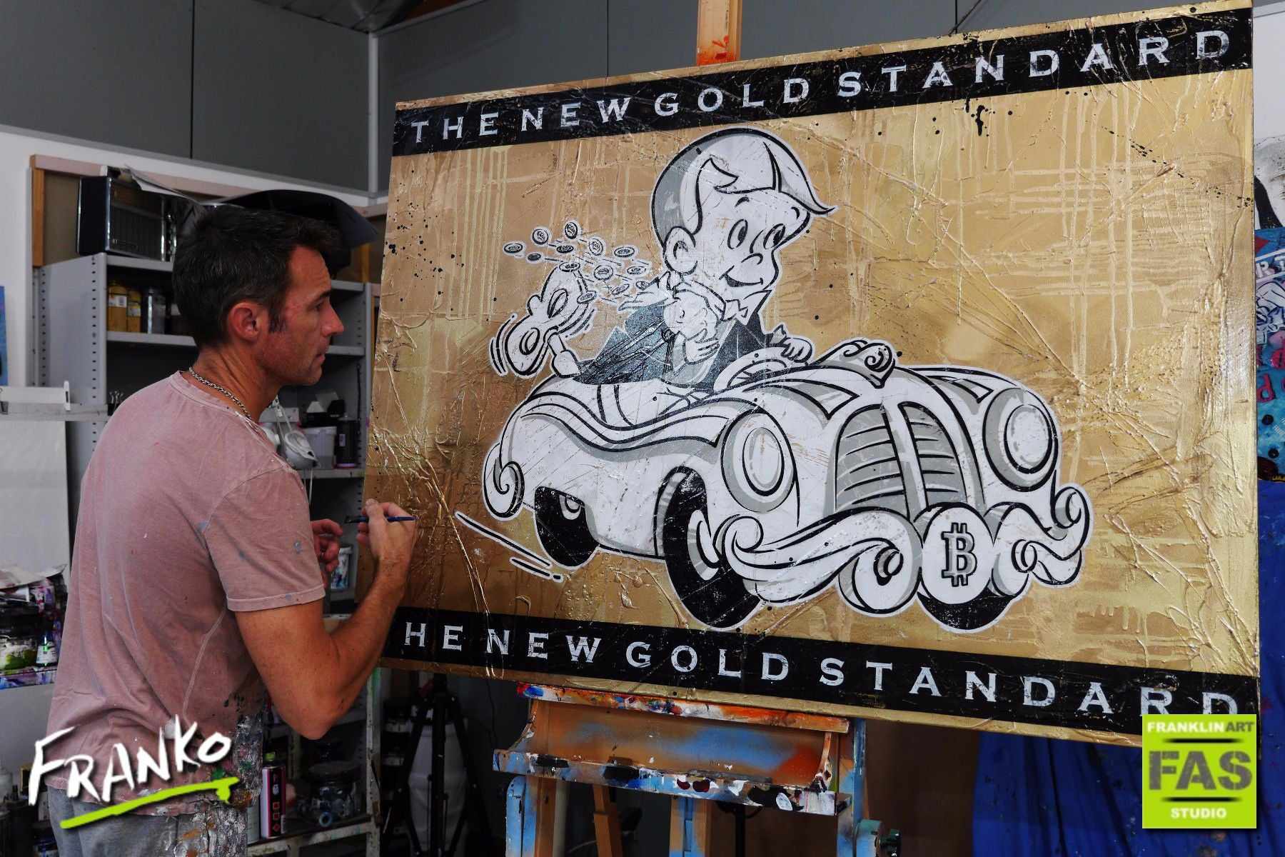 Richie Rich Bitcoin Gold Standard V3 140cm x 100cm Wall Art - Perfect for Home Office Decor, Crypto Enthusiast Gifts & Modern Living Room Design