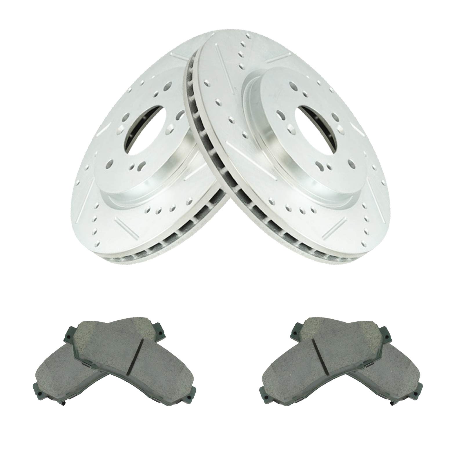 TRQ Front Performance Brake Pad & Rotor Kit - Ceramic Premium G-Coated - Compatible with 2011 Honda Accord Crosstour, 2012-2016 CR-V, 2012-2015 Crosstour - Smooth Braking for City Driving & Highway Commuting