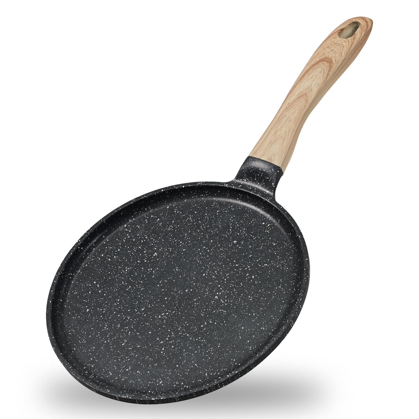 **JEETEE 9.5 Inch Nonstick Crepe Pan - Granite Coating Griddle Pan for Tortillas, Pancakes, Dosa & More - PFOA Free, Induction Compatible, Stovetop Safe (Grey) - Perfect for Breakfast, Brunch & Family Cooking**