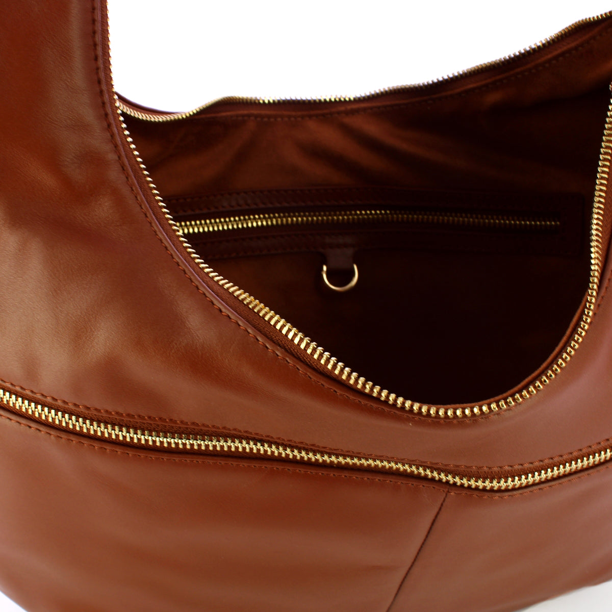 Borbonese Hobo Bag Infinite Cuoio OP Naturale 913942AR1 - Premium Leather Handbag for Women, Fashion Shoulder Bag - Perfect for Work, Travel & Everyday Use