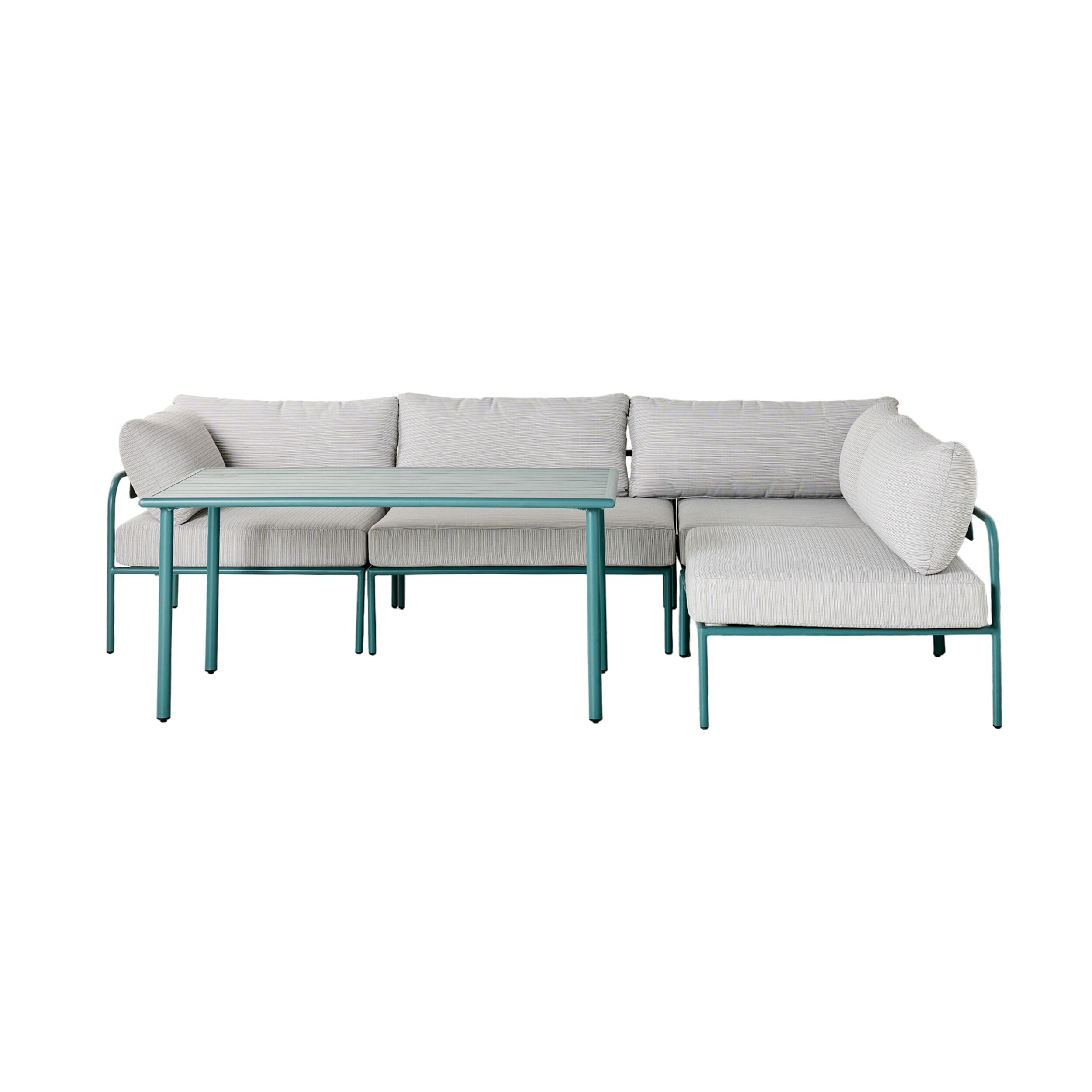 Stylish Billy Corner Sofa Set with Dining Table in Turquoise - Perfect for Small Space Living Rooms & Modern Apartments