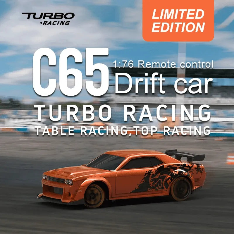 Turbo Racing C65 1:76 Scale RC Drift Car with Gyro & Proportional Remote Control - Ready-to-Run (RTR) Limited Edition for Adults & Kids - Perfect for Indoor Racing, Drifting Competitions & Backyard Fun
