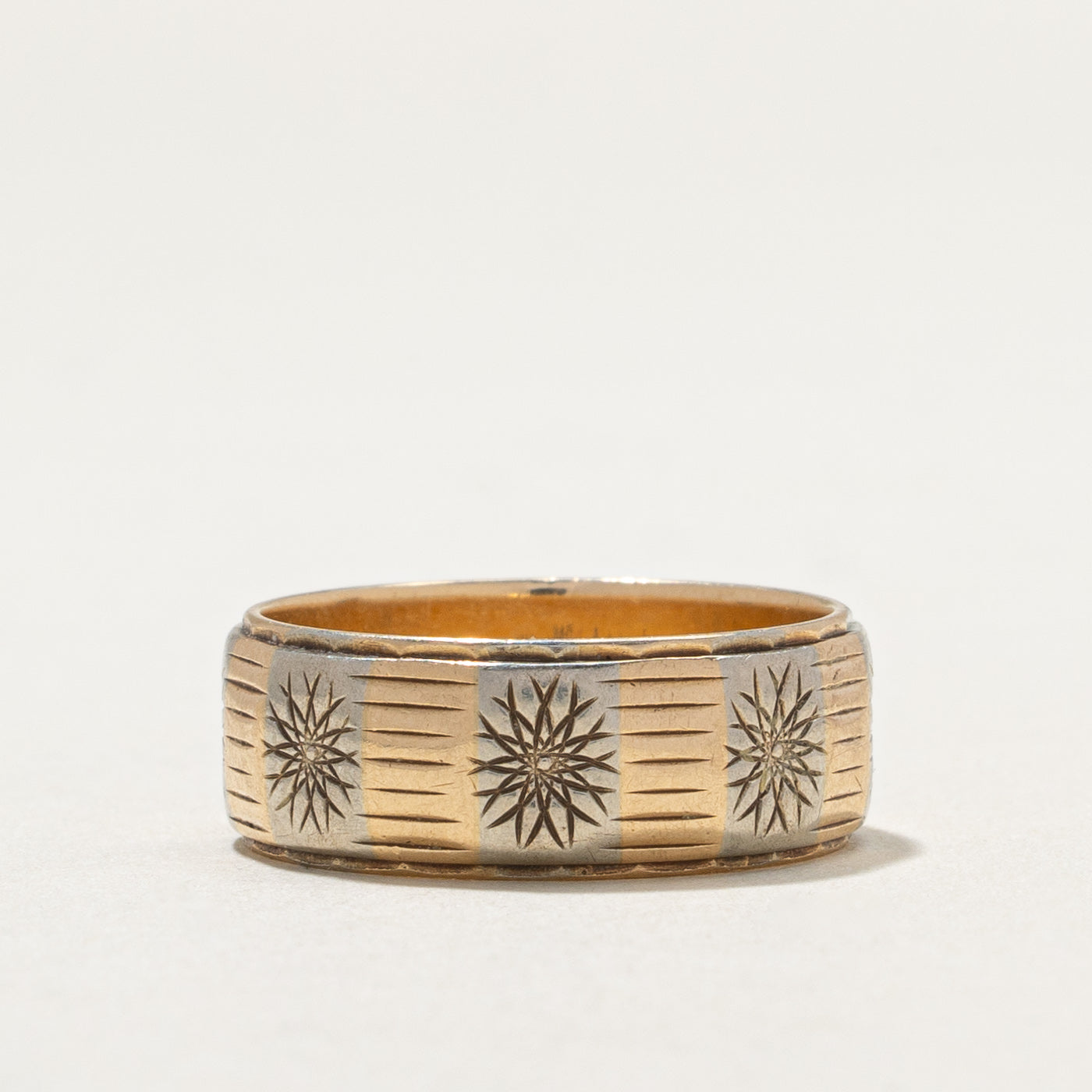 10K Yellow Gold Engraved Wedding Band Ring - 6.9mm Wide Size 5.75 - Perfect for Anniversary Gifts, Bridal Jewelry & Special Occasions