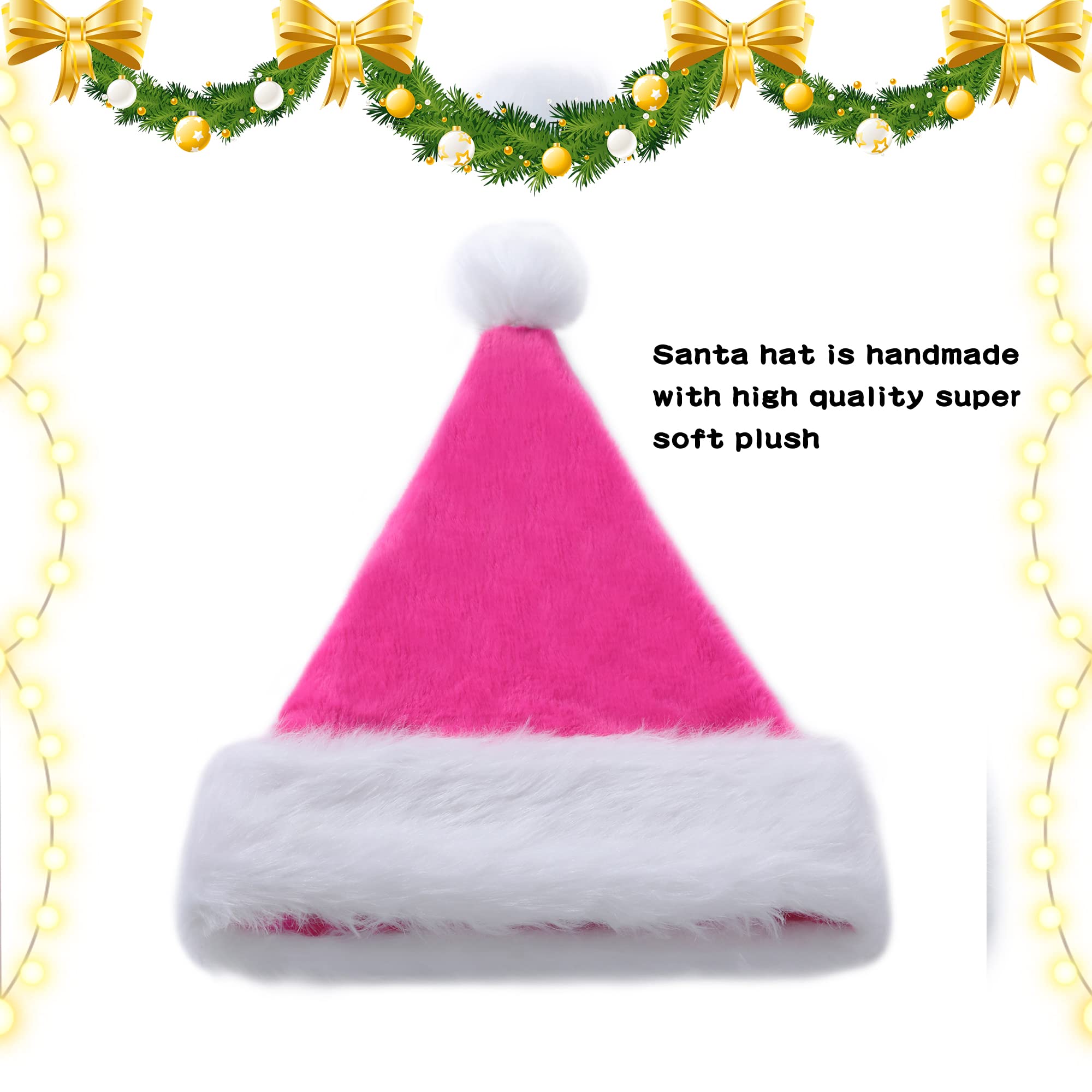 Festive Santa Hats for Adults - Soft Velvet Unisex Christmas Hats for Holiday Parties, New Year Celebrations & Christmas Decorations - Perfect for Xmas Photos, Office Parties & Family Gatherings