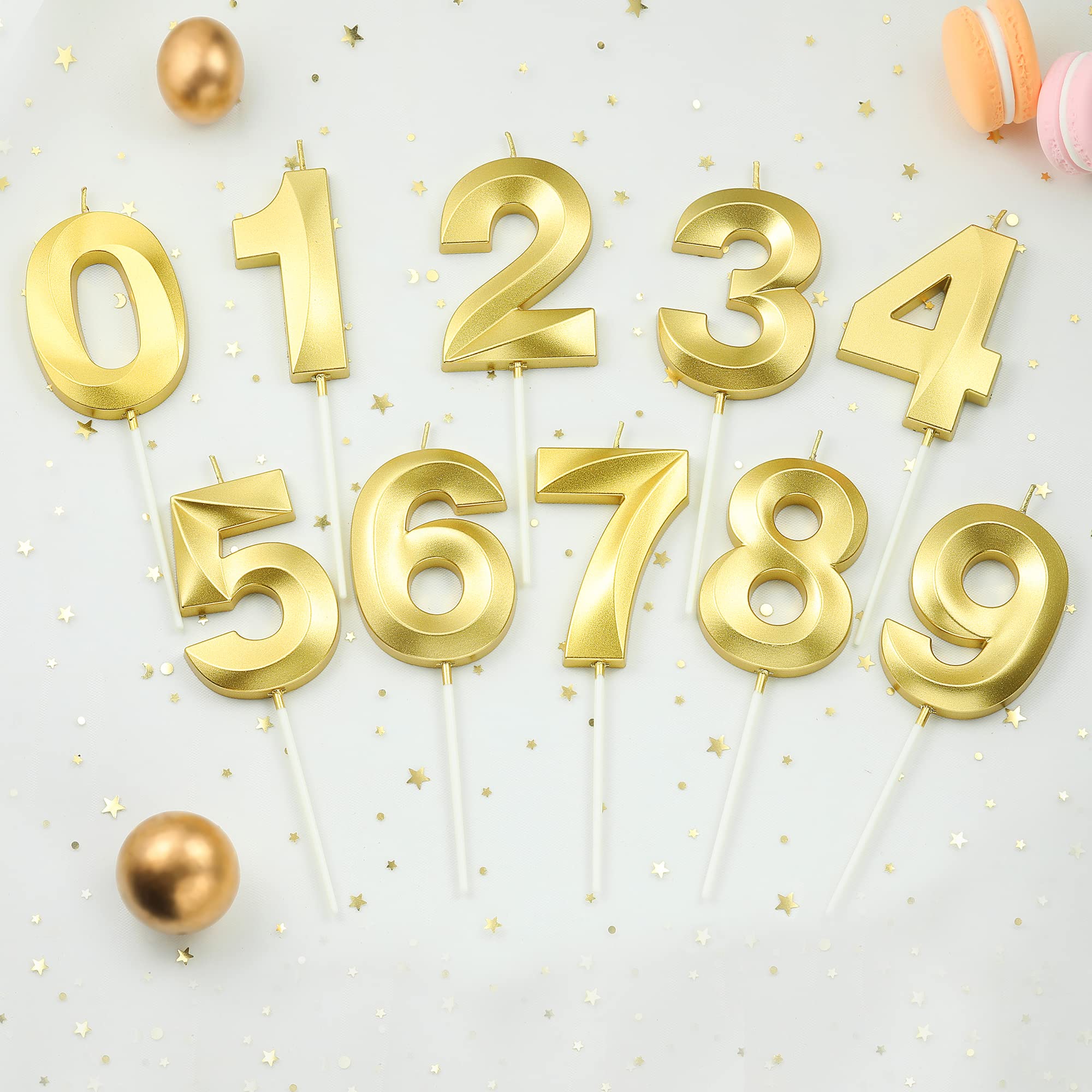 2.76 Inch Diamond Gold 80 Number Birthday Candles - Gold Number Cake Candles for Party Celebration - Perfect for Birthday Cakes, Anniversary Parties & Special Occasions