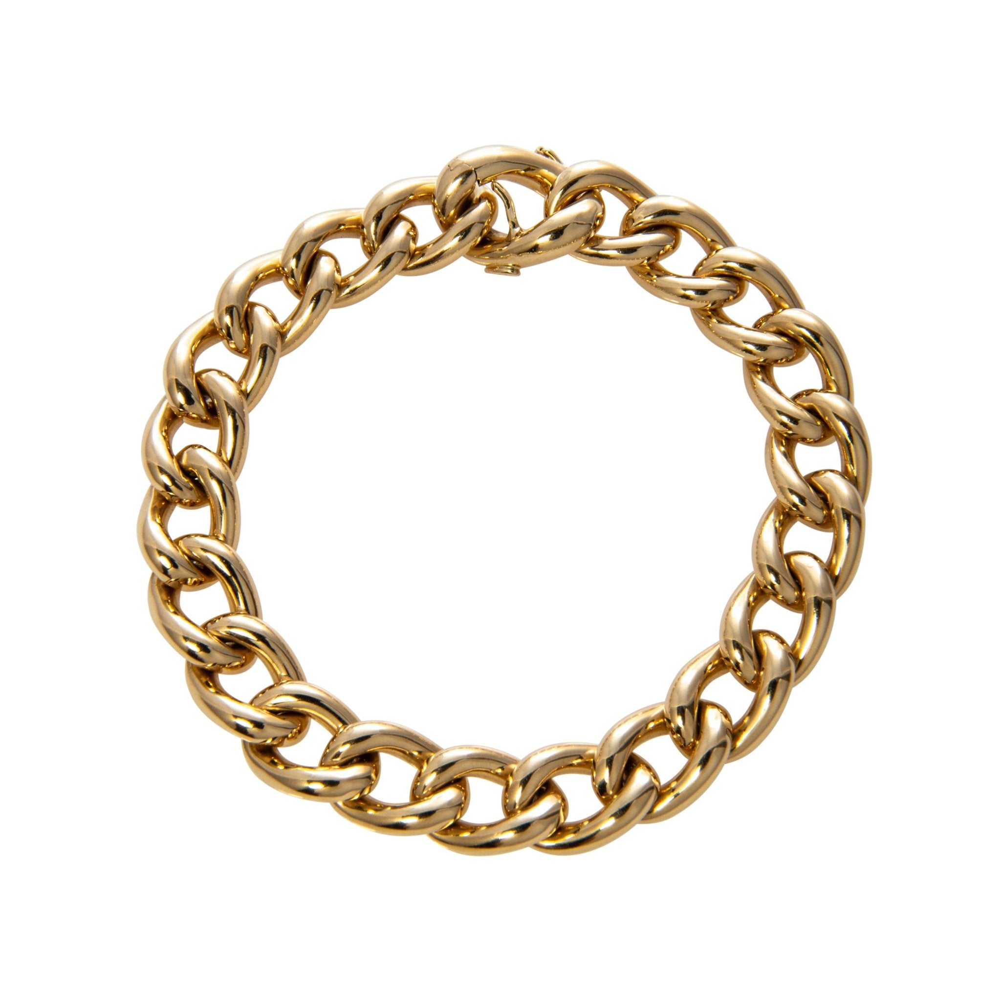 18K Yellow Gold Italian Polished Curb Link Bracelet for Women - Luxury Fashion Jewelry Gift for Birthday, Anniversary & Special Occasions