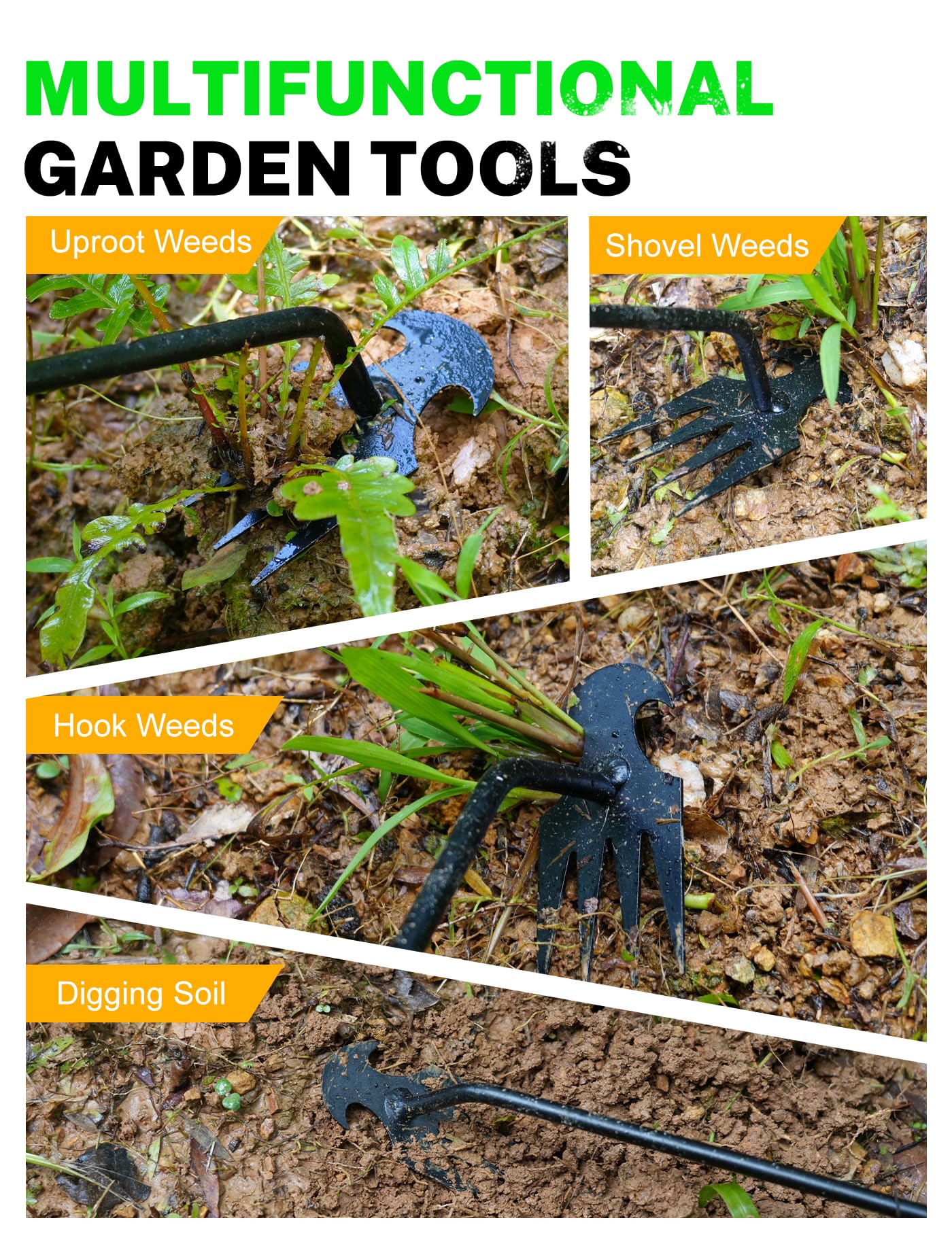4-Claw Steel Weed Puller Tool for Garden & Yard - Dandelion Remover