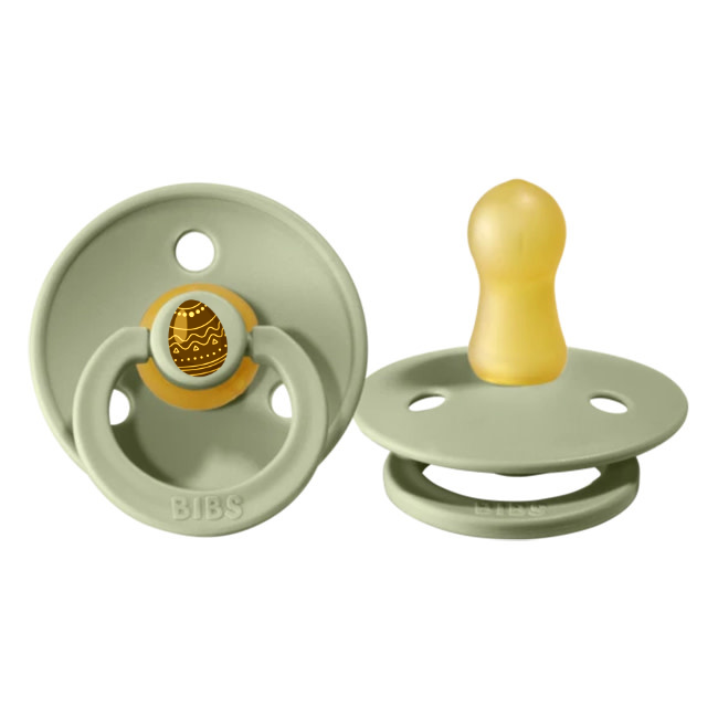 Bibs Original Color Collection Round Latex Pacifier 2-Pack - Sage Green | Soothing Baby Pacifier for Newborns & Infants | Perfect for Daycare, Travel & Bedtime Comfort