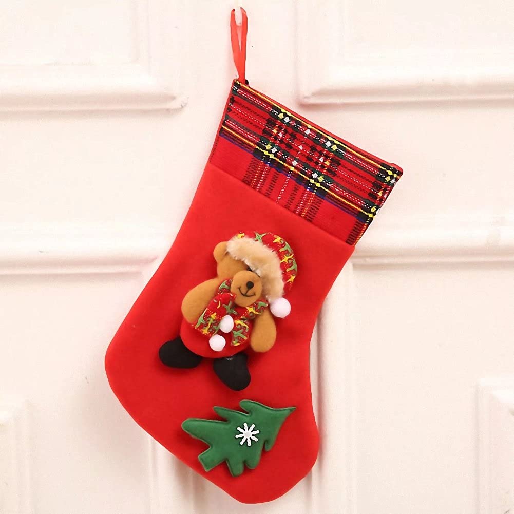 Kerio Christmas Stocking Set of 4 - 3D Santa Snowman Reindeer Bear Holiday Decorations | 12.2 Inch Xmas Hanging Stockings for Fireplace, Christmas Tree & Festive Home Decor | Perfect for Holiday Gifts, Family Gatherings & Cozy Winter Celebrations