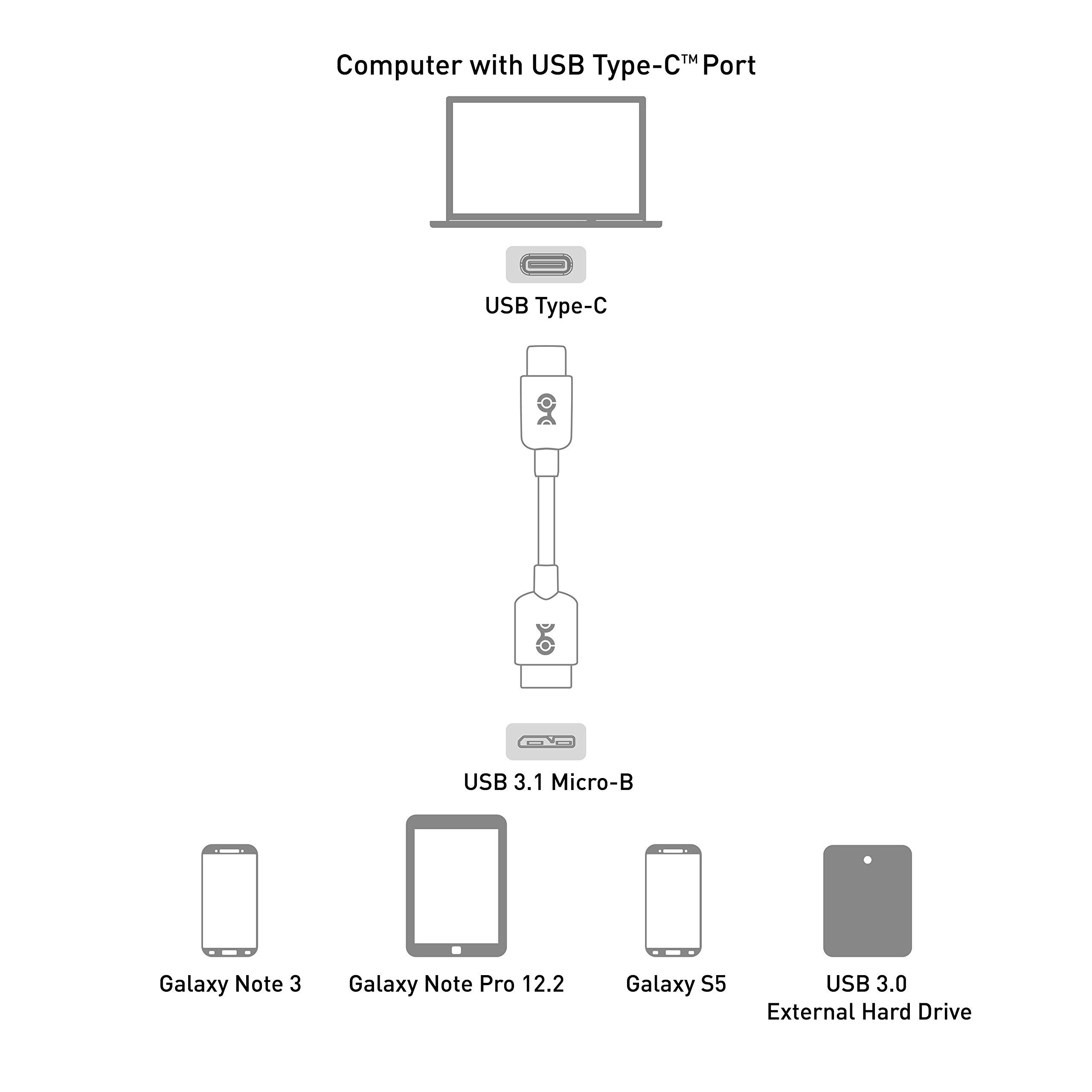 Premium USB C to Micro USB 3.0 Cable 3.3 ft - 10Gbps High-Speed Data Transfer Cable | USB C to Micro B 3.0 Adapter for Hard Drives, External SSDs & OTG Devices | Durable Black Nylon Braided Cord for PC, Mac, Android & Gaming Consoles