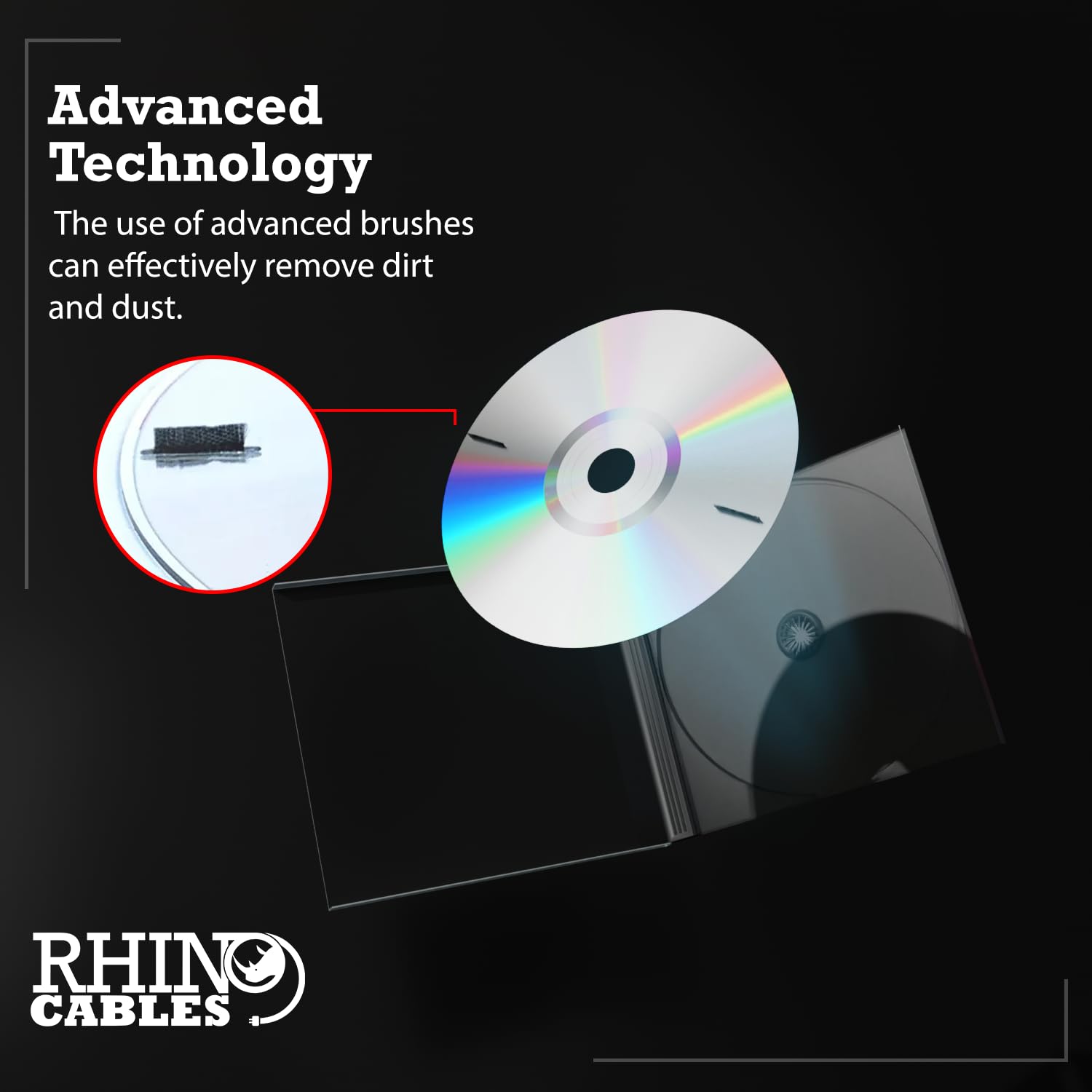 Rhinocables CD DVD Lens Cleaner Kit - Laser Cleaning Disc Set for Optical Drive Maintenance in CD, DVD & Blu-Ray Players (Model C1309) | Perfect for Home Theater Systems, Gaming Consoles & Car Stereos