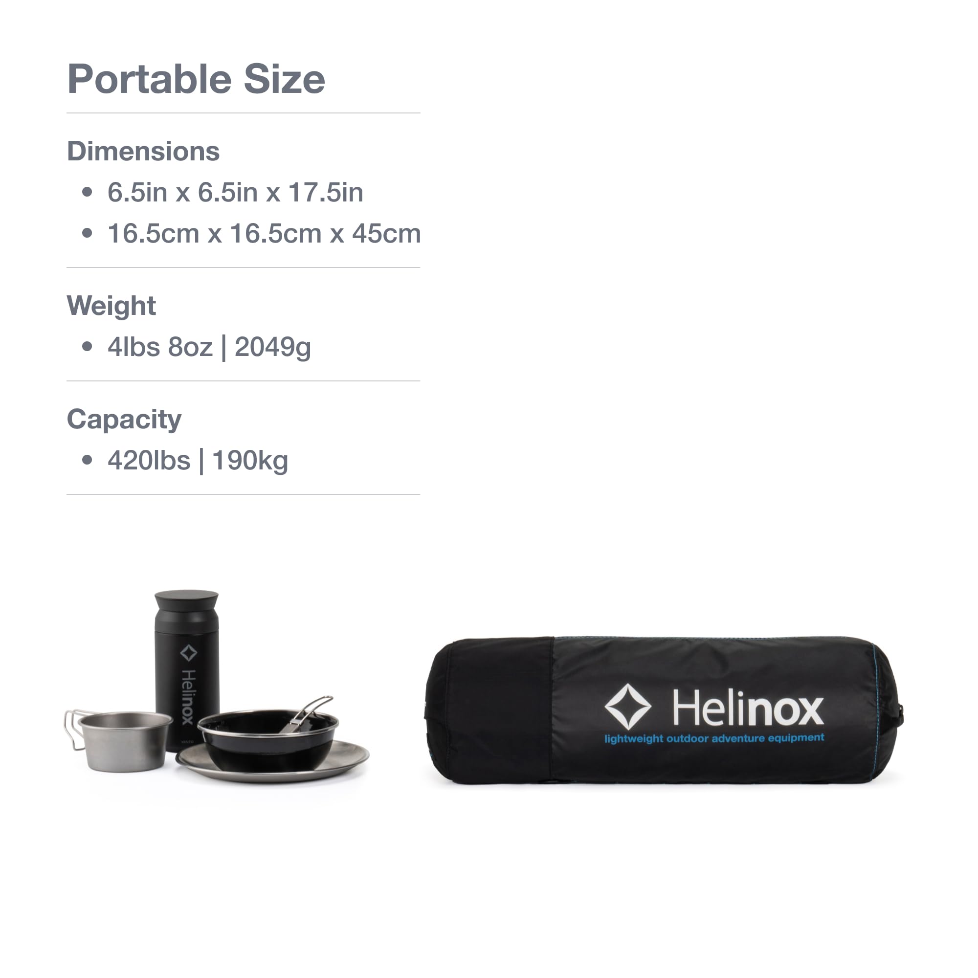 Helinox Bench One Lightweight Portable Collapsible Two-Seat Camping Bench for Outdoor Picnics, Hiking, and Backpacking