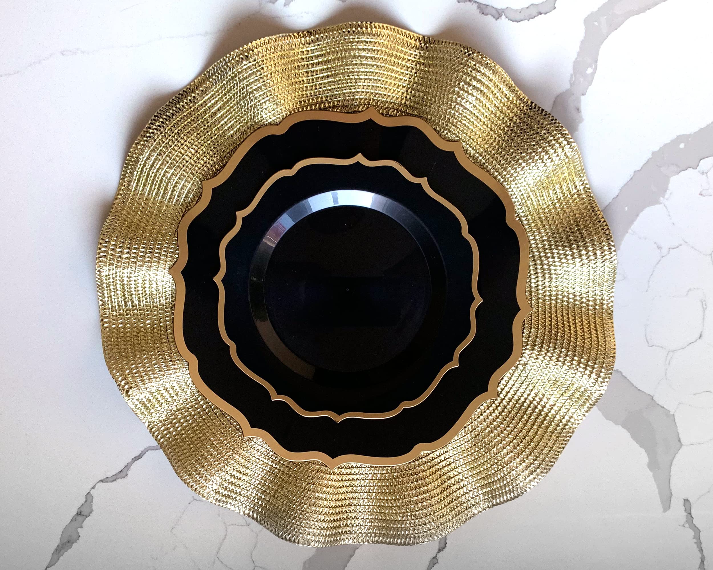 Premium Gold Charger Plates for Elegant Dining - Set of 100 - Luxury Dinner Plate Chargers for Weddings, Banquets & Special Occasions