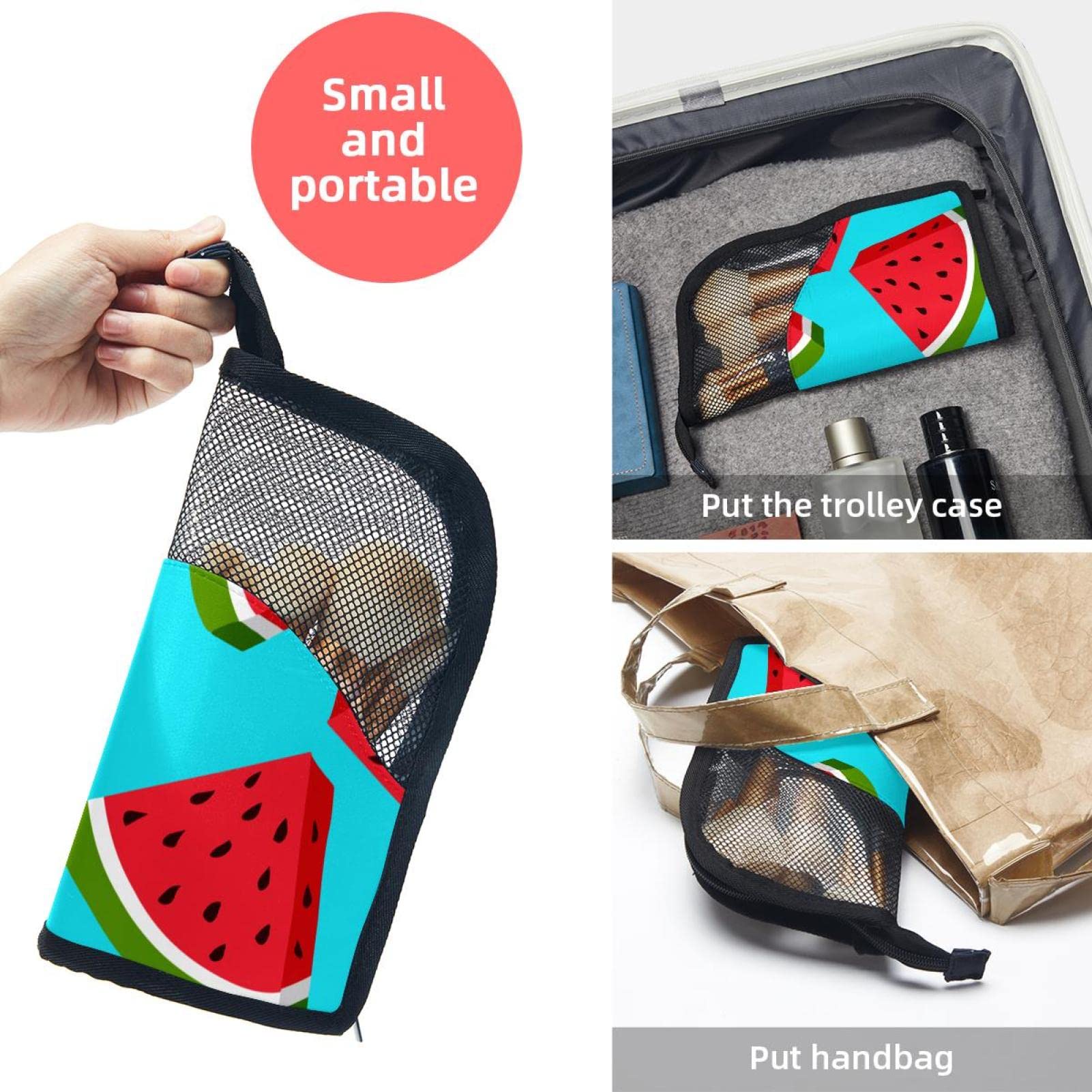 12-Piece Makeup Brush Organizer Bag with Watermelon Print - Portable Cosmetic Brush Holder Case for Travel & Home Storage | Green Background Makeup Brush Set for Professional & Everyday Use