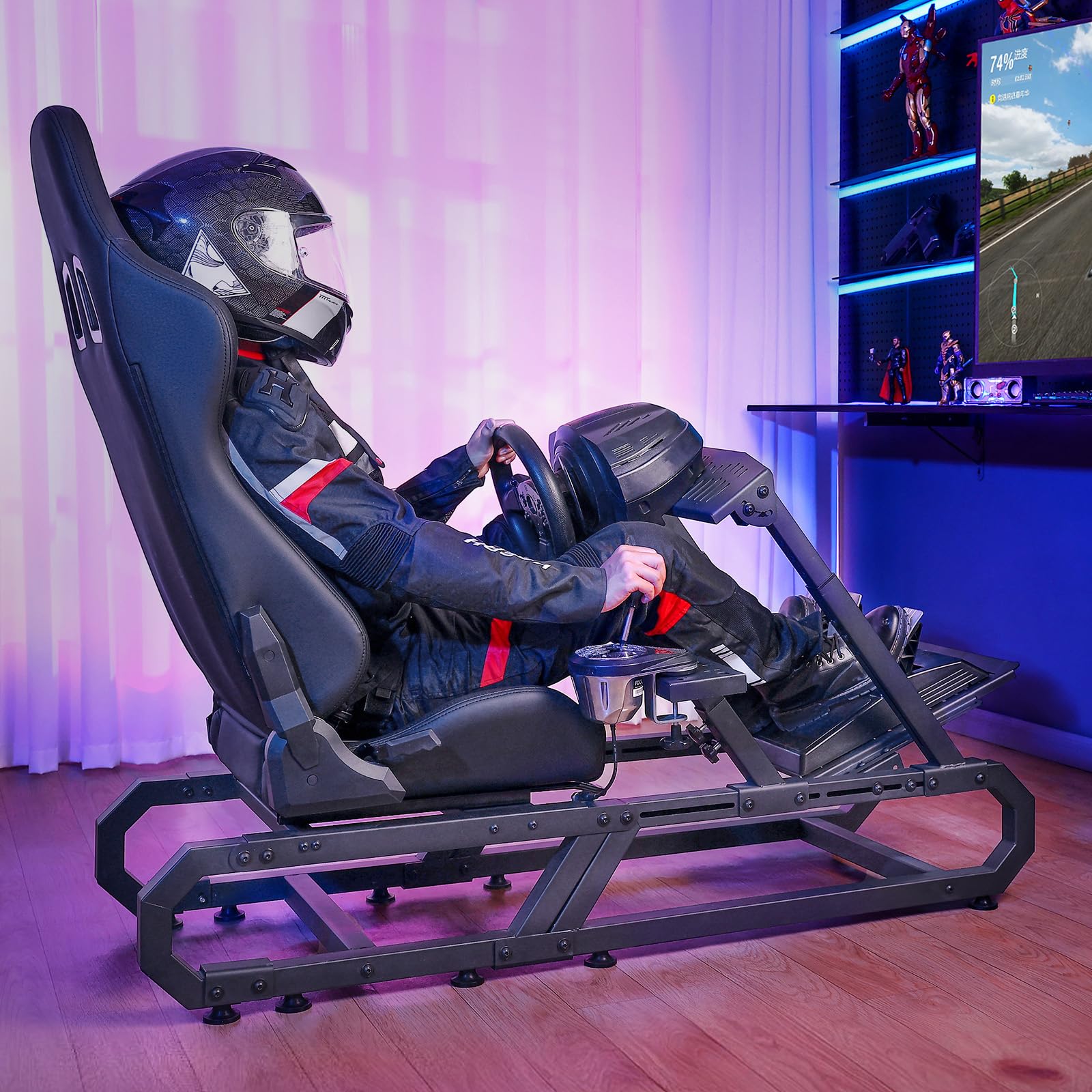 VEVOR Racing Wheel Stand for Logitech G923/G920/G29 & Thrustmaster T248P - Heavy Duty Steel Driving Simulator Cockpit with Adjustable Height & Pedal Angle - Max Load 330 lbs - Perfect for Gaming, Racing Simulation & Esports Tournaments