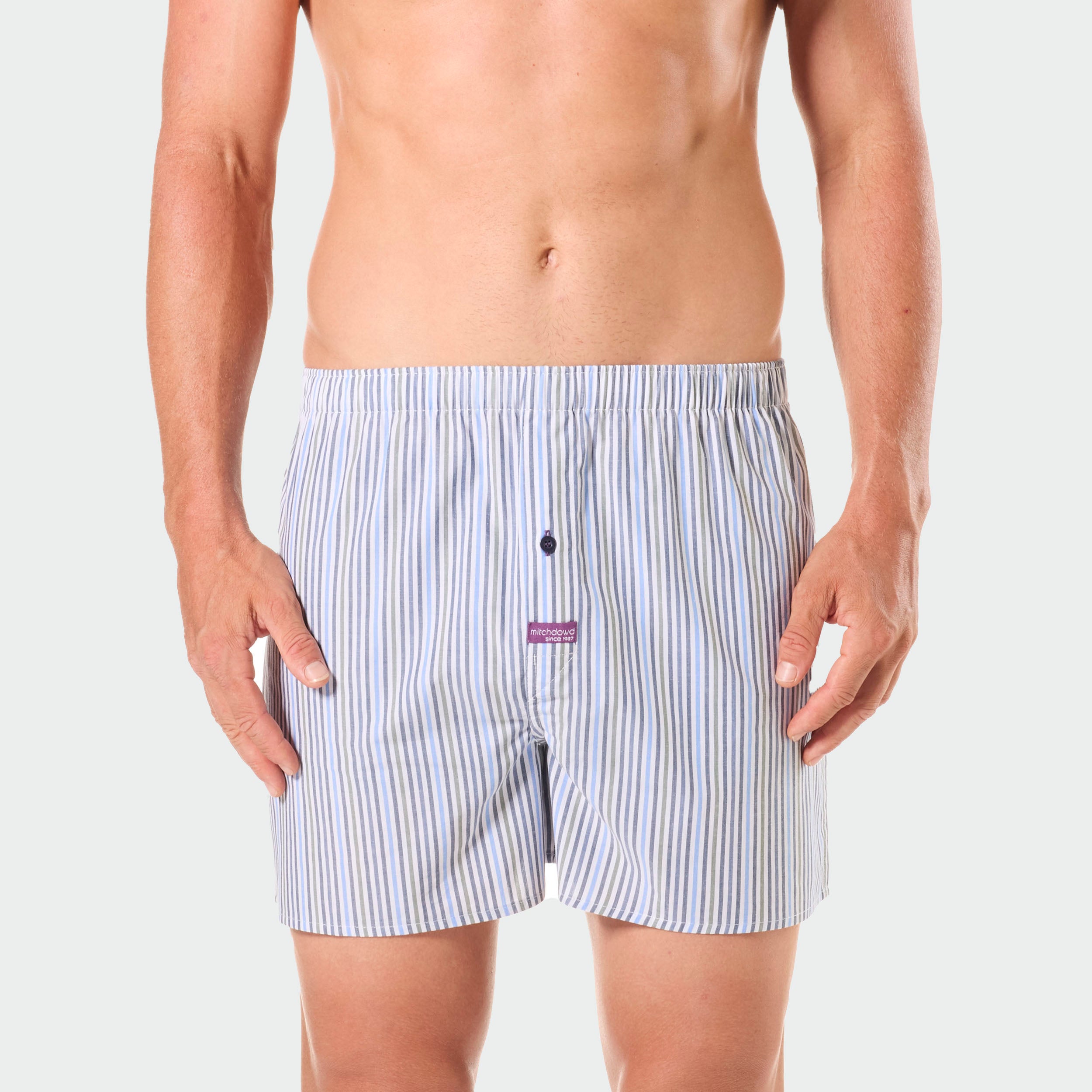 Men's Striped Cotton Boxer Briefs 3-Pack - Soft & Breathable Underwear for Everyday Comfort - Perfect for Work, Gym & Lounging