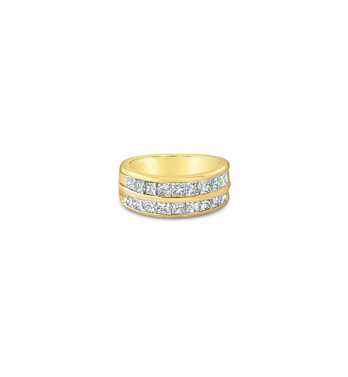 1.30cttw Double Row Princess Cut Diamond Wedding Band Ring for Women - Perfect for Engagement, Anniversary & Bridal Jewelry Gifts