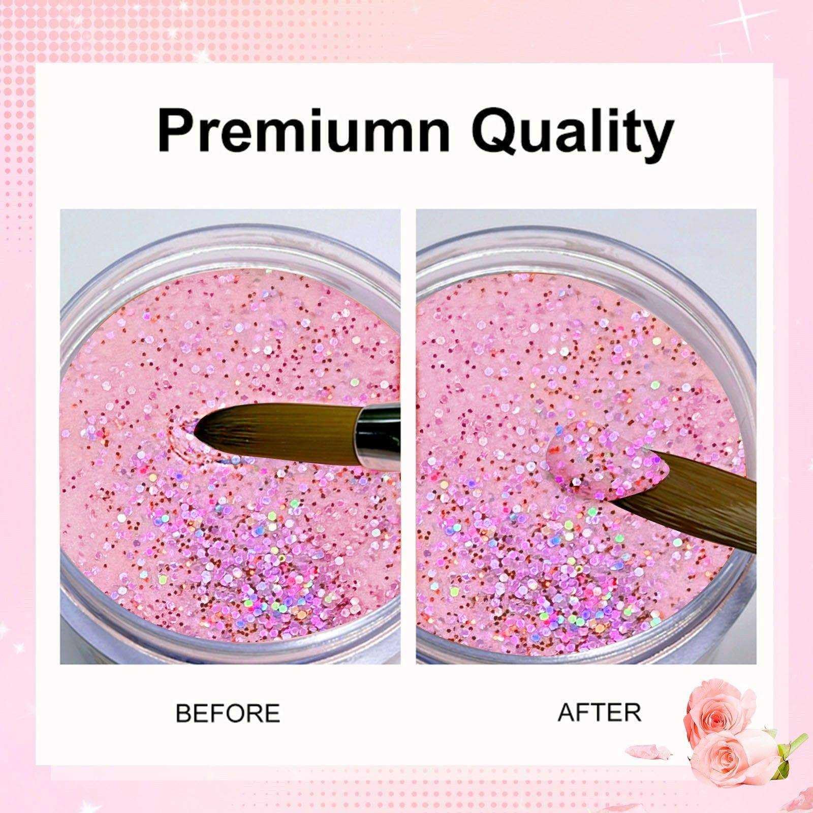 Professional Neon Pink Glitter Acrylic Nail Powder for Nail Extensions, French Manicure, 3D Flower Art & Nail Carving - 30g (YSJF015) | Perfect for Beginners & Salon Use