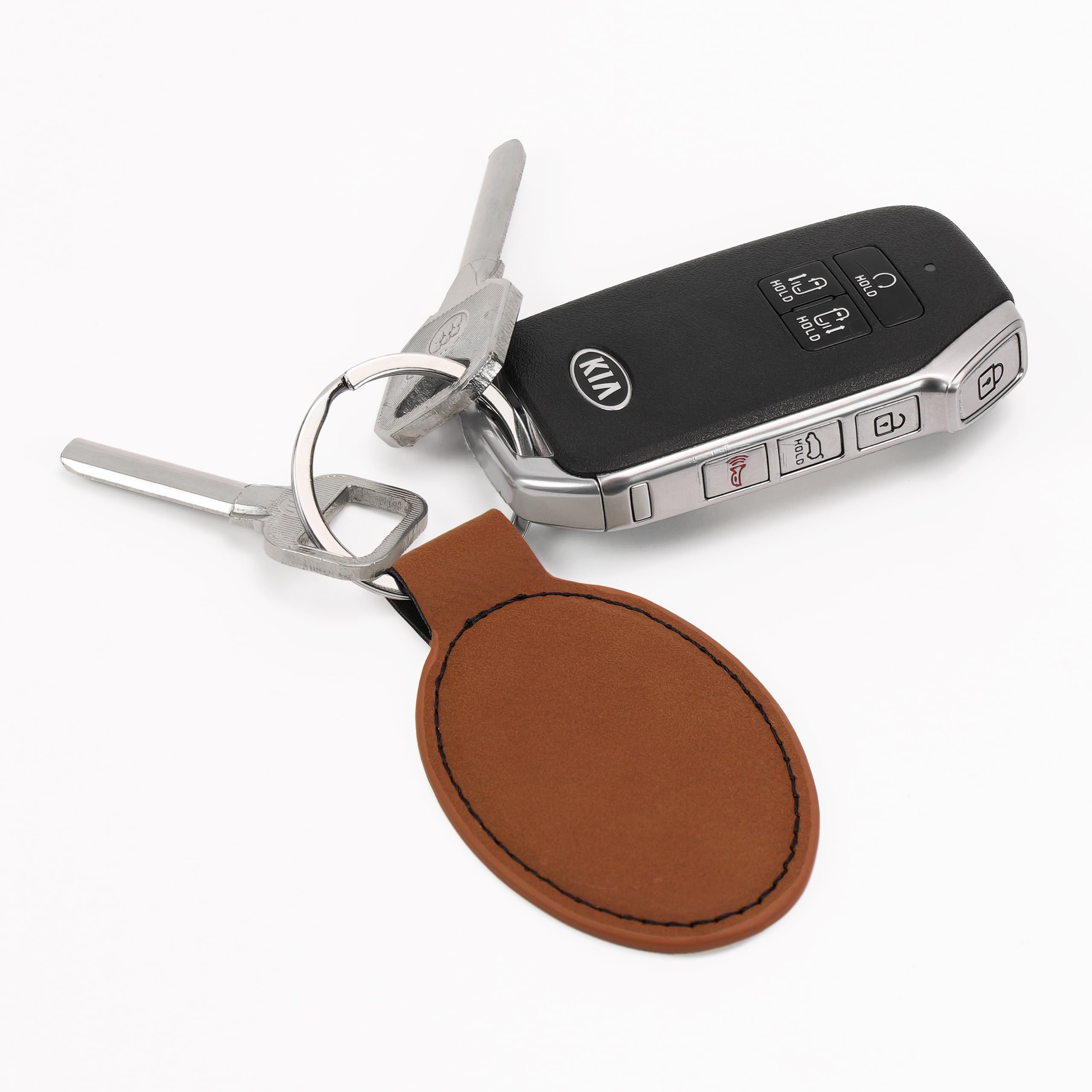 Personalized LaserGram Oval Keychain - Custom Engraved Tuna Fish Design (Dark Brown) | Unique Gift for Fishing Enthusiasts & Marine Lovers