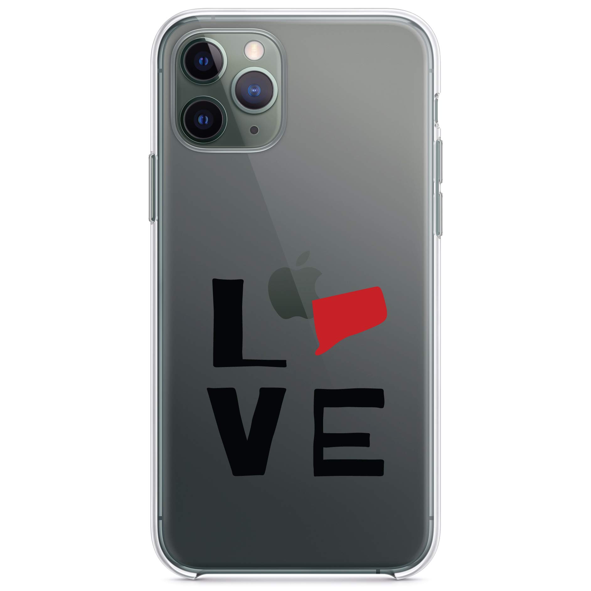 **DistinctInk Clear Shockproof Hybrid Case for iPhone 11 (6.1 Inch) - Durable TPU Bumper & Acrylic Back with Tempered Glass Screen Protector - Love Red & Black Design - Perfect for Outdoor, Travel, Work & Daily Protection | Ideal for Hiking, Commuting, Office & Everyday Use**
