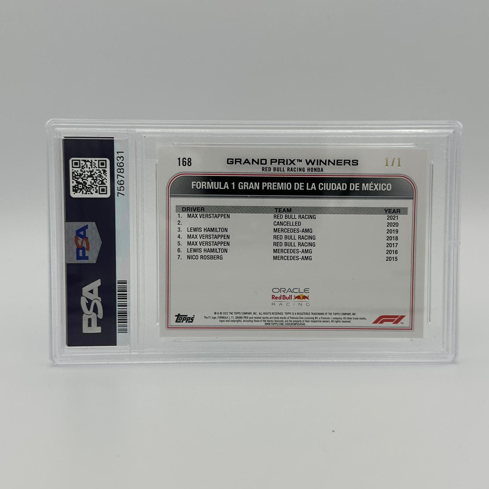 PSA 9 1/1 Max Verstappen Grand Prix Winners #168 Foilfractor Trading Card - Rare Collectible for F1 Fans, Sports Memorabilia Enthusiasts & Card Investors (Perfect for Display, Gifts or Portfolio)
