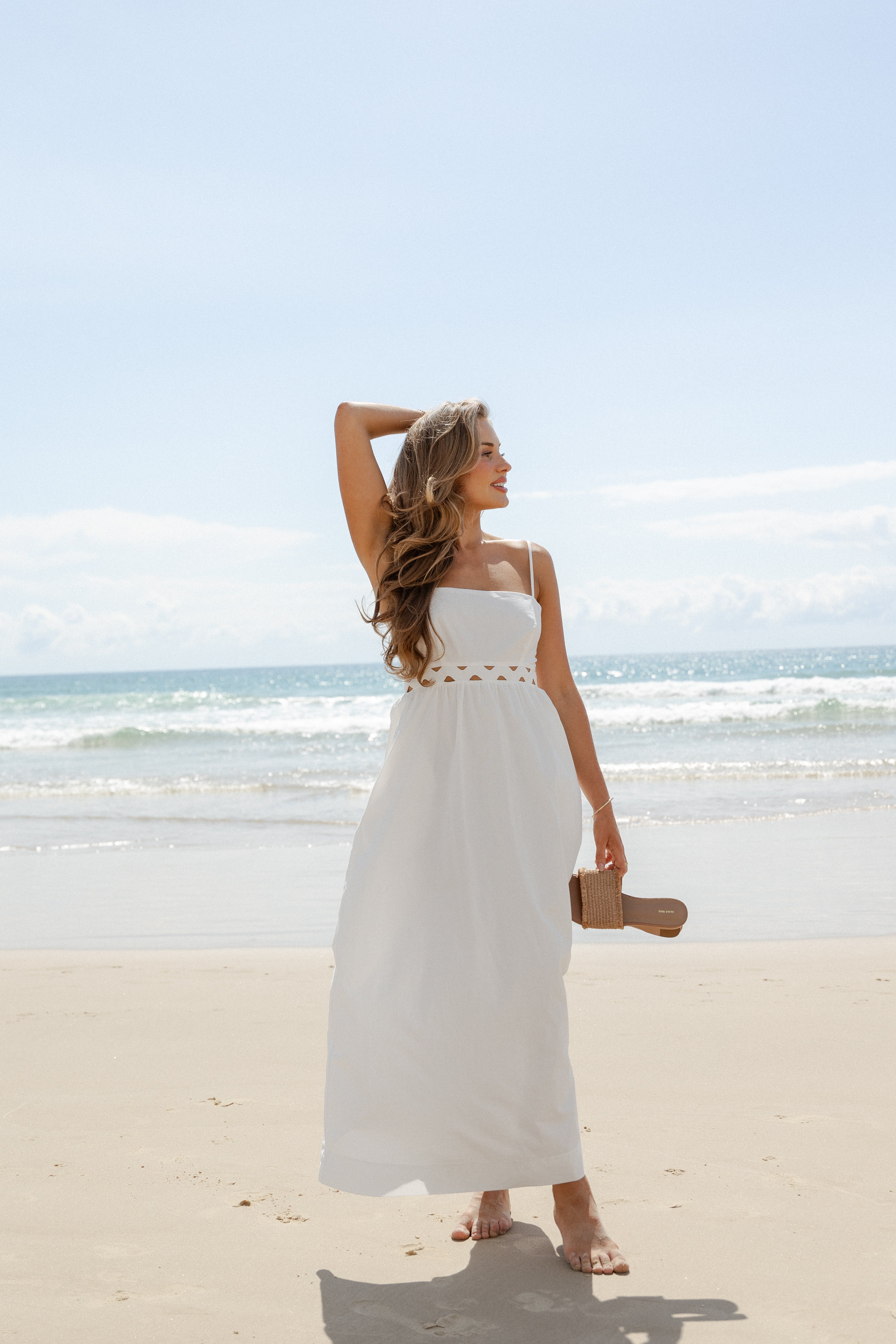 Angelus Midi Dress for Women - Elegant White Summer Dress for Casual & Party Wear | Perfect for Beach, Wedding & Office Outfits