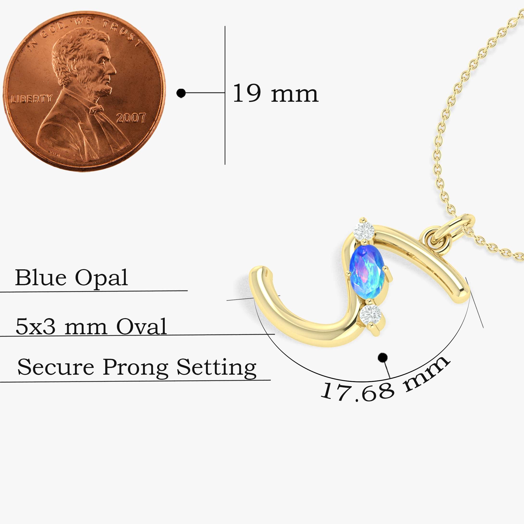 Blue Opal Gemstone Letter S Initial Necklace - Elegant Personalized Jewelry Gift for Women, Perfect for Birthdays, Anniversaries & Special Occasions