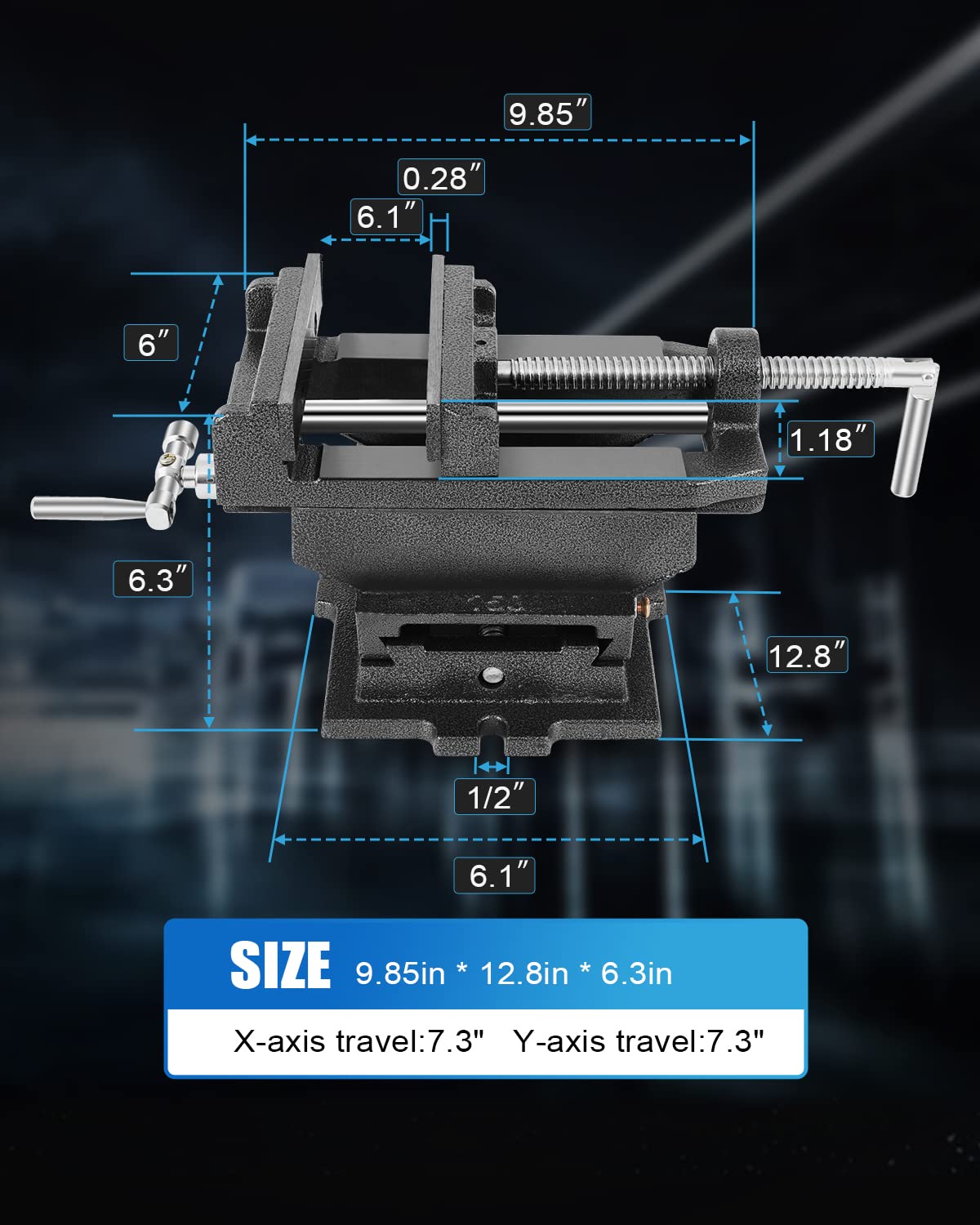 FAHKNS 6 Inch Cross Slide Vise - Heavy Duty Bench Clamp Drill Press Vise for CNC, Woodworking & Milling | 6