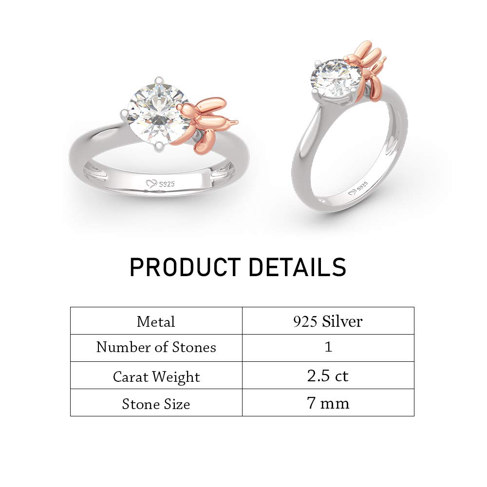Jeulia Sterling Silver Round Cut Balloon Dog Ring Set - Promise, Engagement & Wedding Band for Women with Gift Box | Anniversary Gift, Fashion Jewelry for Her