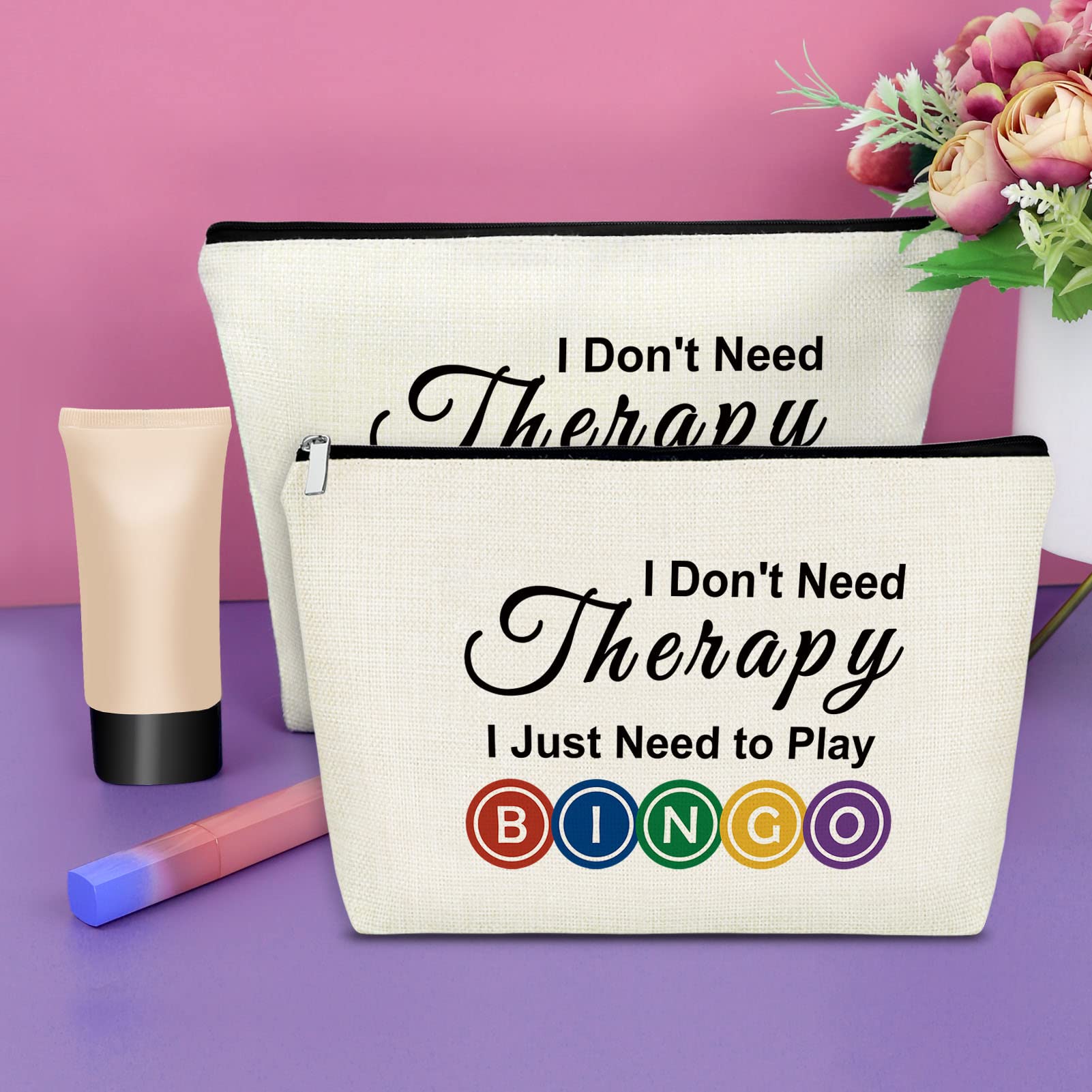2 Pack Bingo Themed Makeup Bags - Perfect Gift for Bingo Lovers, Casino Enthusiasts & Women | Cosmetic Travel Pouch for Birthday, Christmas & Game Nights | Ideal for Travel, Parties & Casino Trips