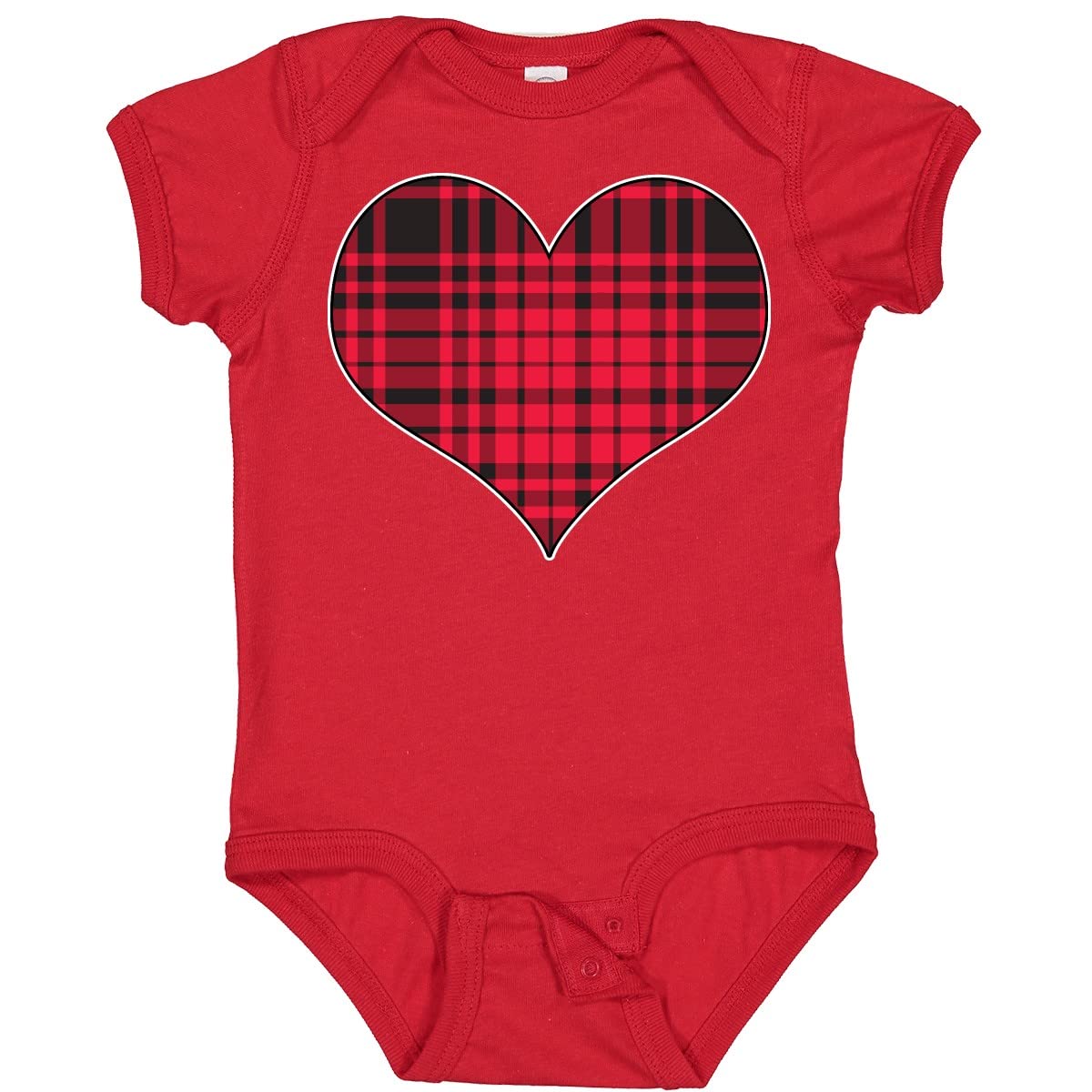 Inktastic Red Plaid Heart Baby Bodysuit - Soft Cotton Onesie for Newborns & Infants - Perfect for Family Photos, Holidays & Everyday Wear