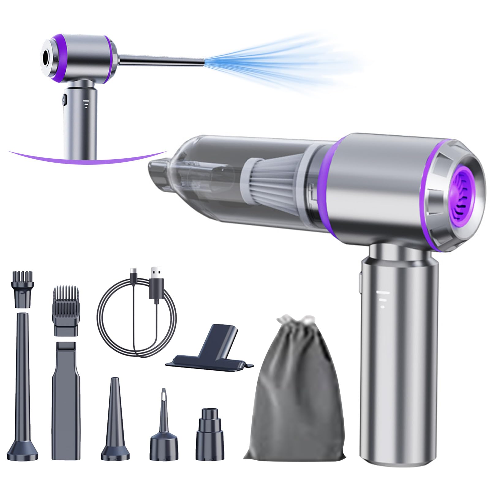 Cordless Car Vacuum 20000PA - Portable Mini Vacuum Cleaner for Car, Home & Office