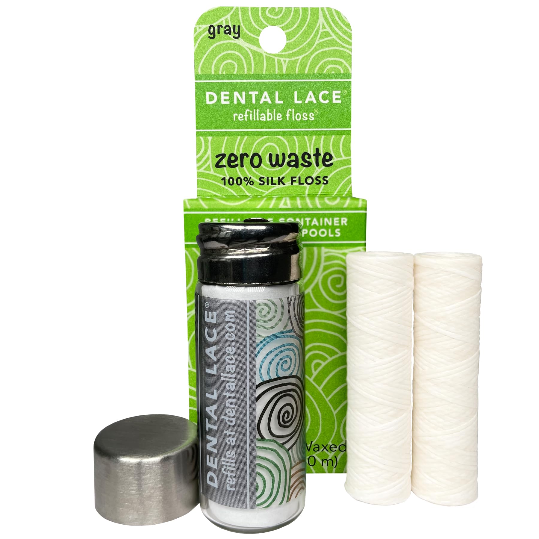 PFAS-Free Woven PTFE Dental Floss | 100% Natural Silk Floss with Mint Flavor | Refillable Floss Holder with 1 Spool + 1 Refill | Eco-Friendly Recyclable Packaging | Perfect for Travel & Daily Oral Care