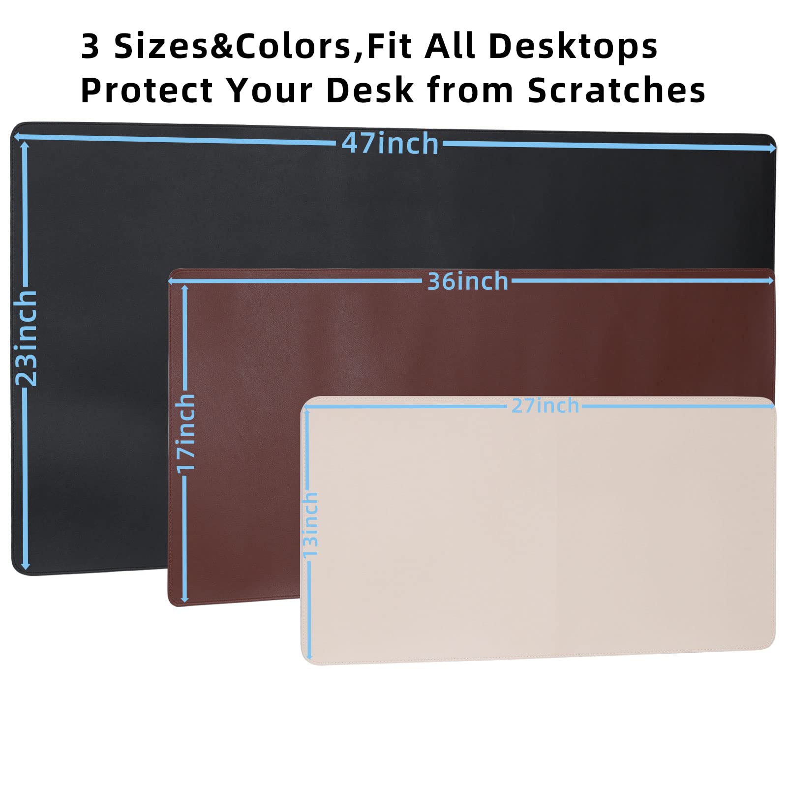 Premium PU Leather Desk Pad 27x13 Inches - Non-Slip Waterproof Office Desk Mat Protector with Large Mouse Pad Area | Perfect for Home Office, Gaming Setup & Workstation Decor (Black)