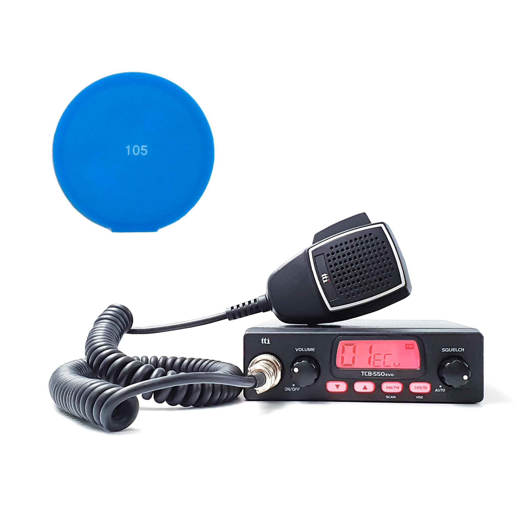 CB Radio Kit - TTi TCB-550 EVO with Free Sticky Pad (Blue) for Truckers & Off-Road Adventures
