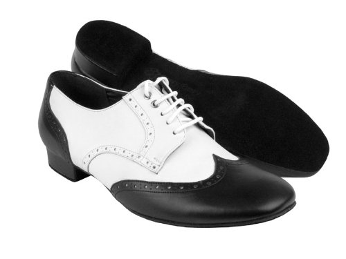 Lightweight Men's Ballroom Salsa Latin Dance Shoes PP301 - Genuine Leather with Shoe Brush & Pouch (Black/White) | Perfect for Professional Performances & Social Dancing