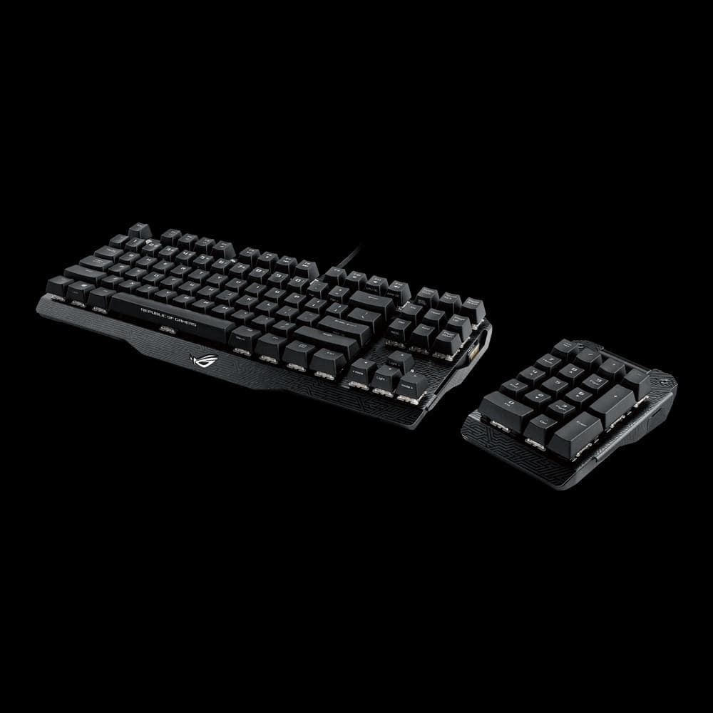 ASUS ROG Claymore MX Blue Mechanical Gaming Keyboard - Cherry MX Blue Switches, RGB Backlit, Detachable Numpad, 2-Year Warranty - Perfect for Esports, Gaming, and Office Work