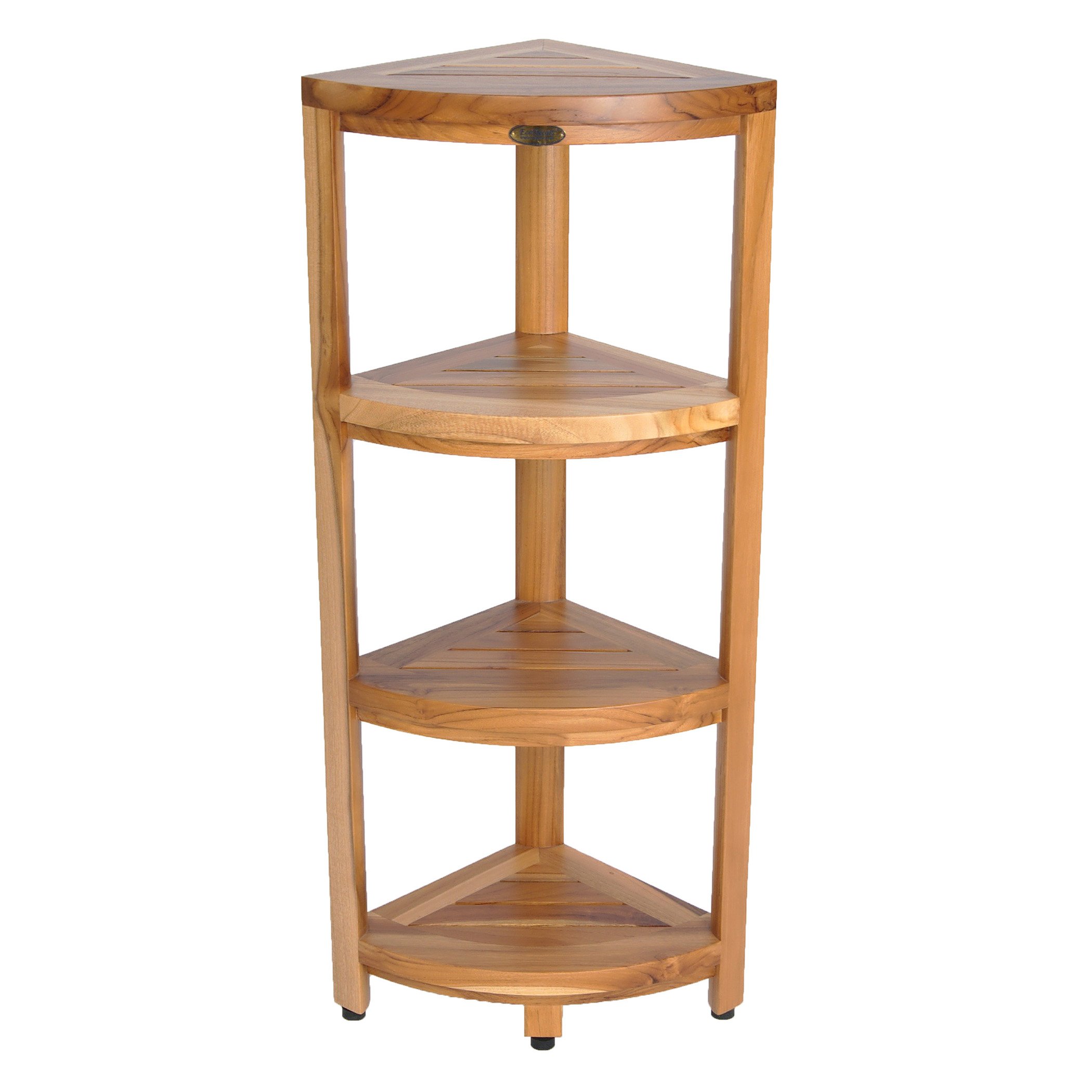 Waterproof Teak Wood Shower Bench Stool with 4-Tier Natural Shelf - Bathroom Storage Organizer for Safety & Accessories | Ideal for Small Spaces, Elderly Safety & Spa-Like Shower Experience