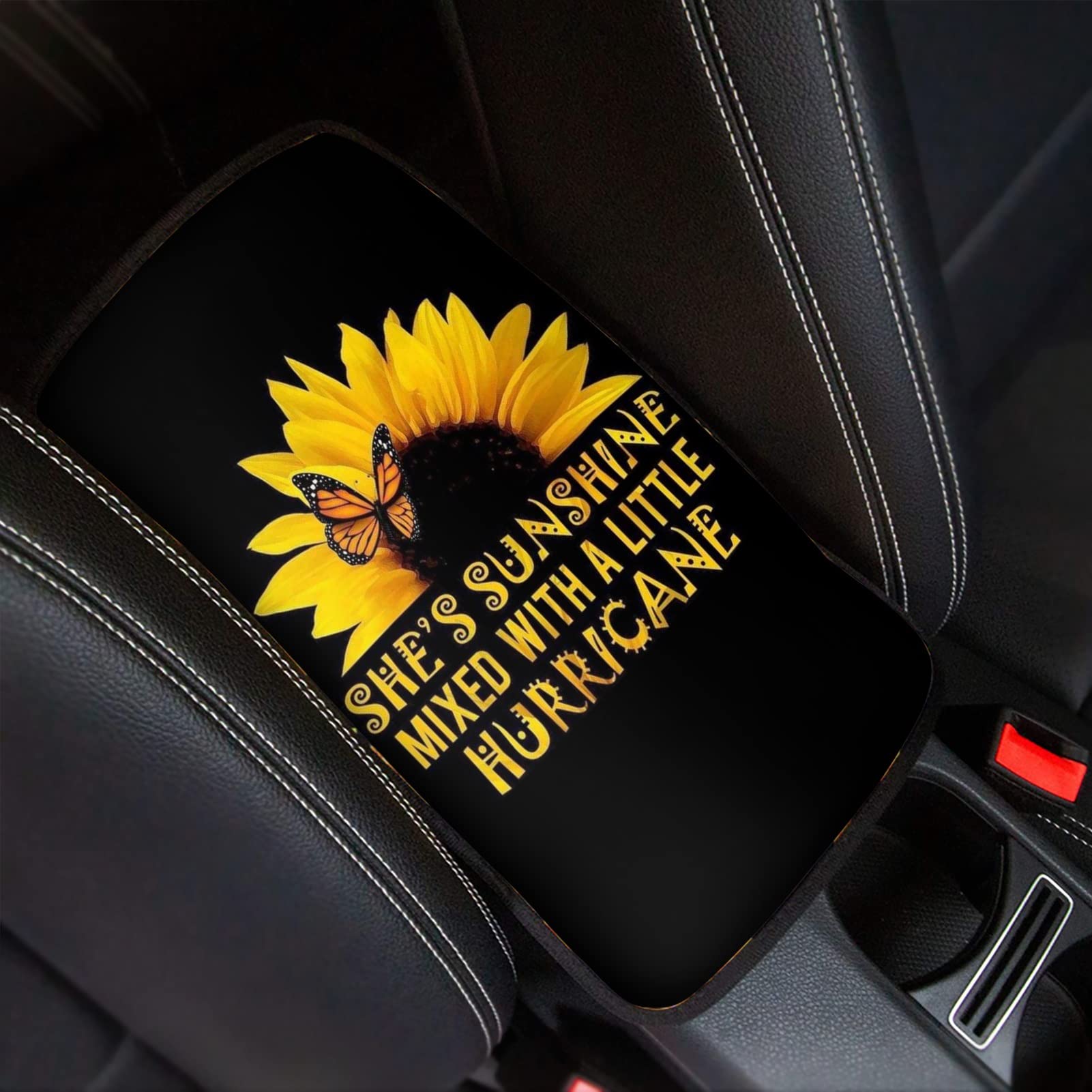 BIGCARJOB Sunflower Car Seat Covers Full Set - 12-Piece Steering Wheel Cover with Seat Belt Pads & Coasters, Universal Fit for Car SUV Van Truck - Perfect Women's Gift & Summer Road Trip Accessories