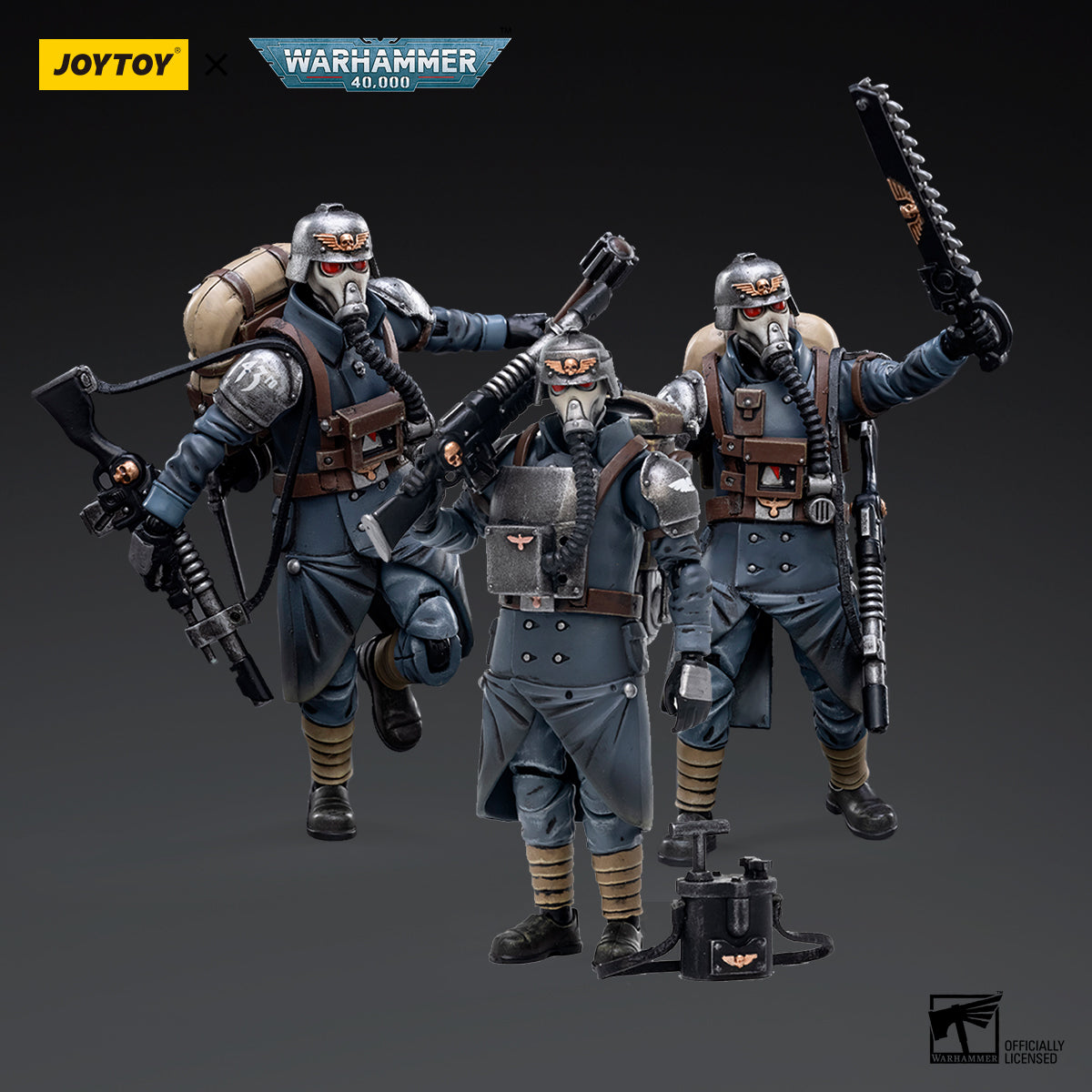 JOYTOY 1/18 Scale Warhammer 40K Action Figure - Astra Militarum Death Korps of Krieg Veteran Squad (Reissue) | Collectible Military Model for Display & Gaming Scenes