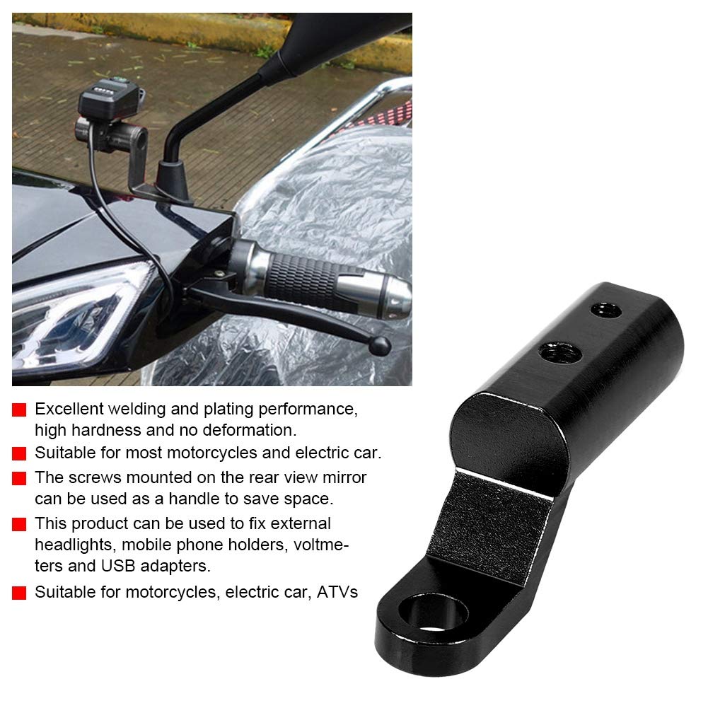 Motorcycle Mirror Extensions & Mount Bracket - Black for Enhanced Rearview Safety