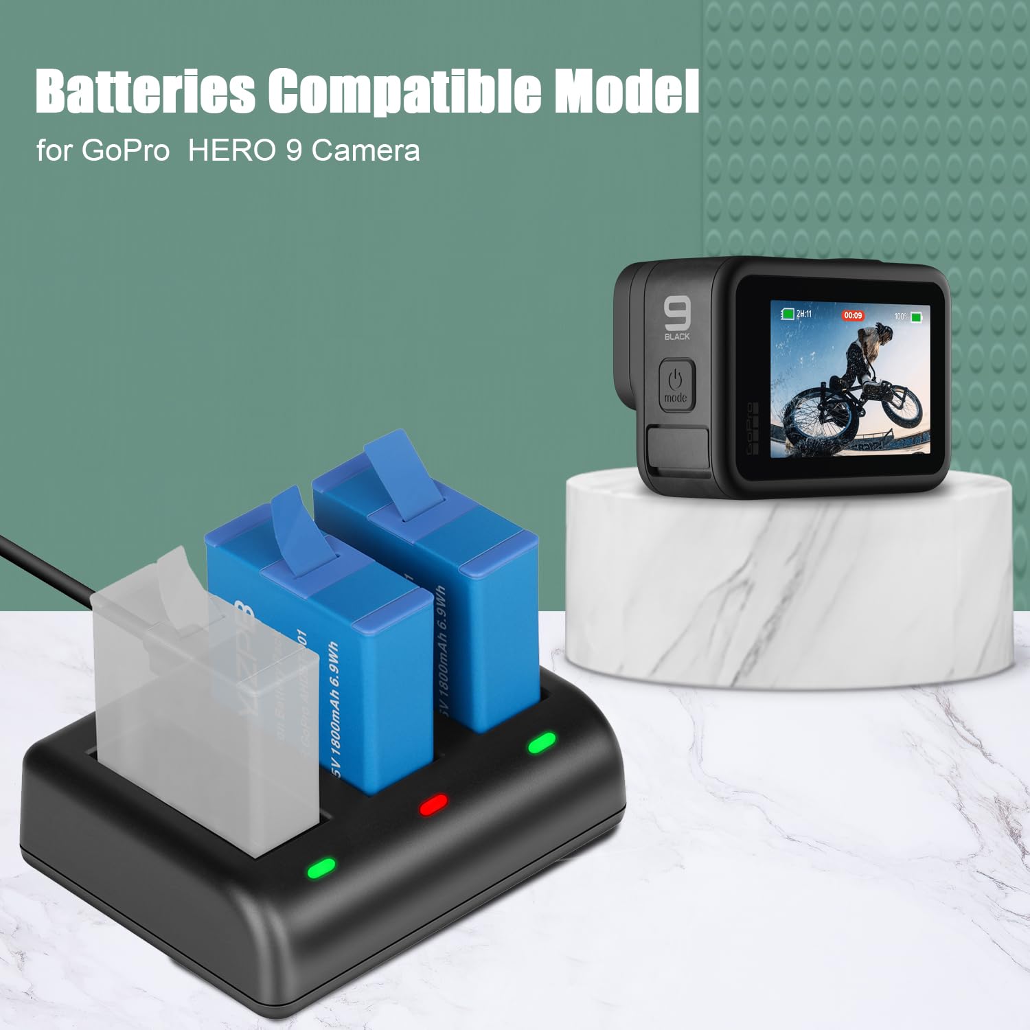 2-Pack Replacement Batteries & Triple Charger for GoPro Hero 9 - Extended Power Solution for Action Camera - Perfect for Travel, Vlogging, and Outdoor Adventures