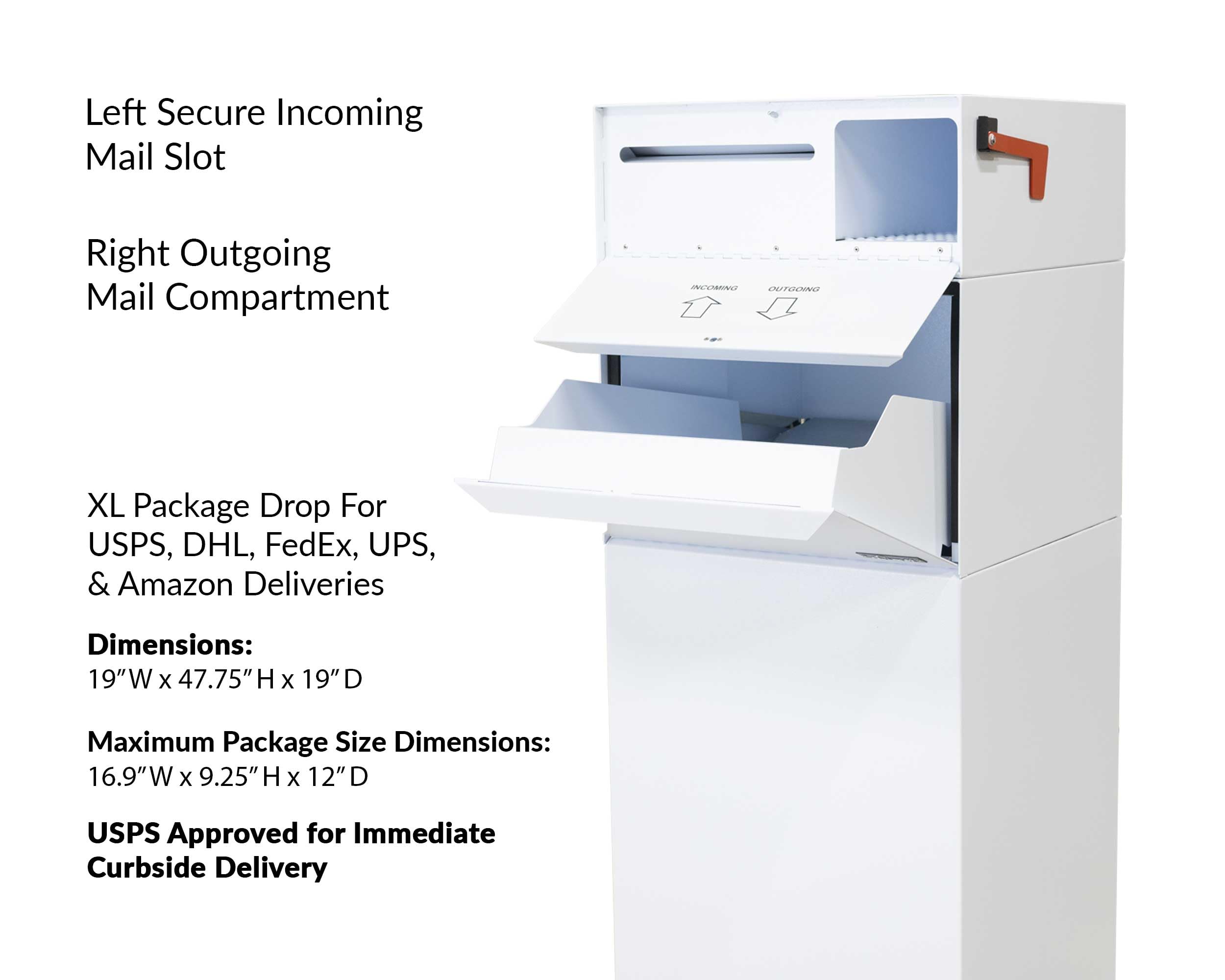 dVault® Full Service Vault DVCS0015 - Secure Locking Mailbox with Package Drop & Letterbox - Weatherproof Curbside Mailbox for Home Security (White) - Perfect for Residential Use, Apartment Buildings & Package Delivery Protection